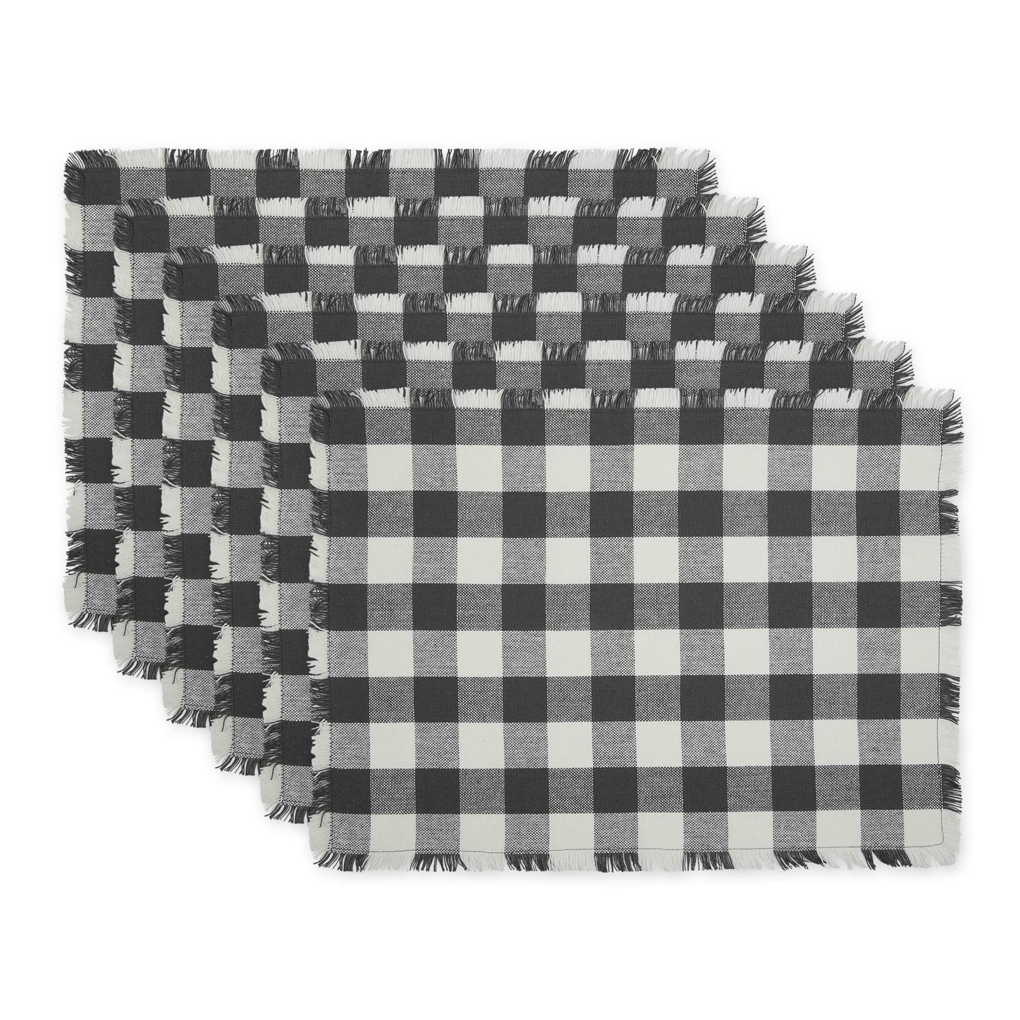 DII® Heavyweight Check Fringed Cotton Placemats, 6ct.