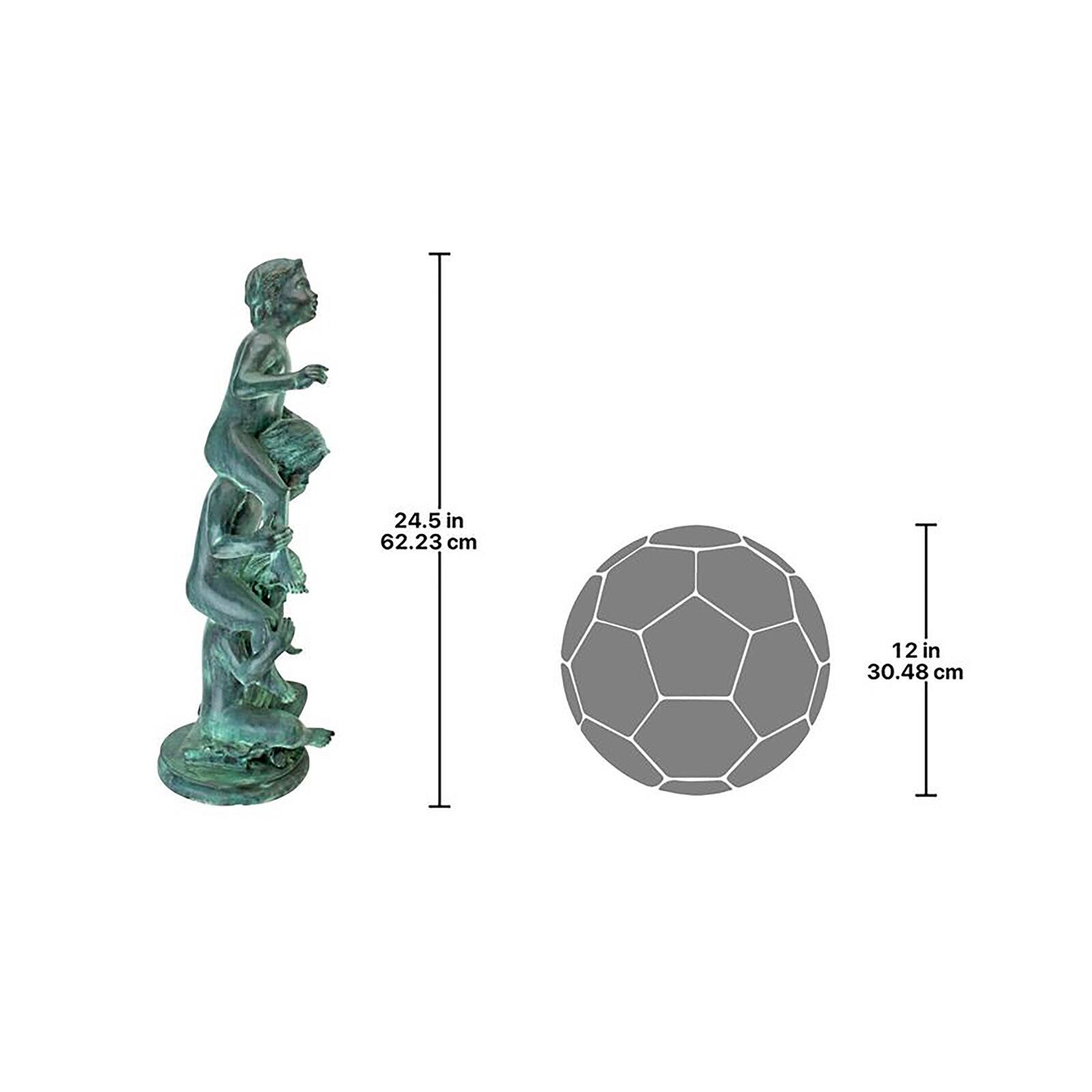 Design Toscano Medium Child&#x27;s Play Stacked Children Spitting Cast Bronze Statue