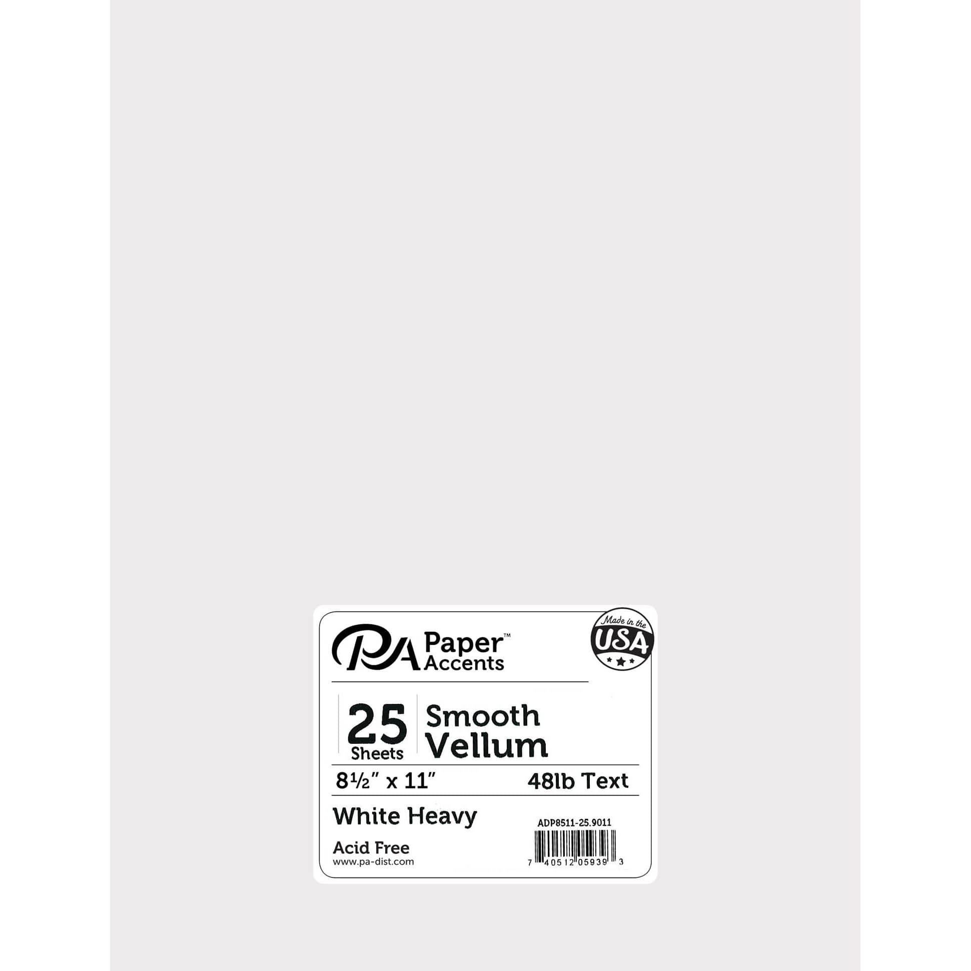 PA Paper™ Accents White Heavy 48lb. Smooth Vellum Paper Pad, 8.5" x 11"