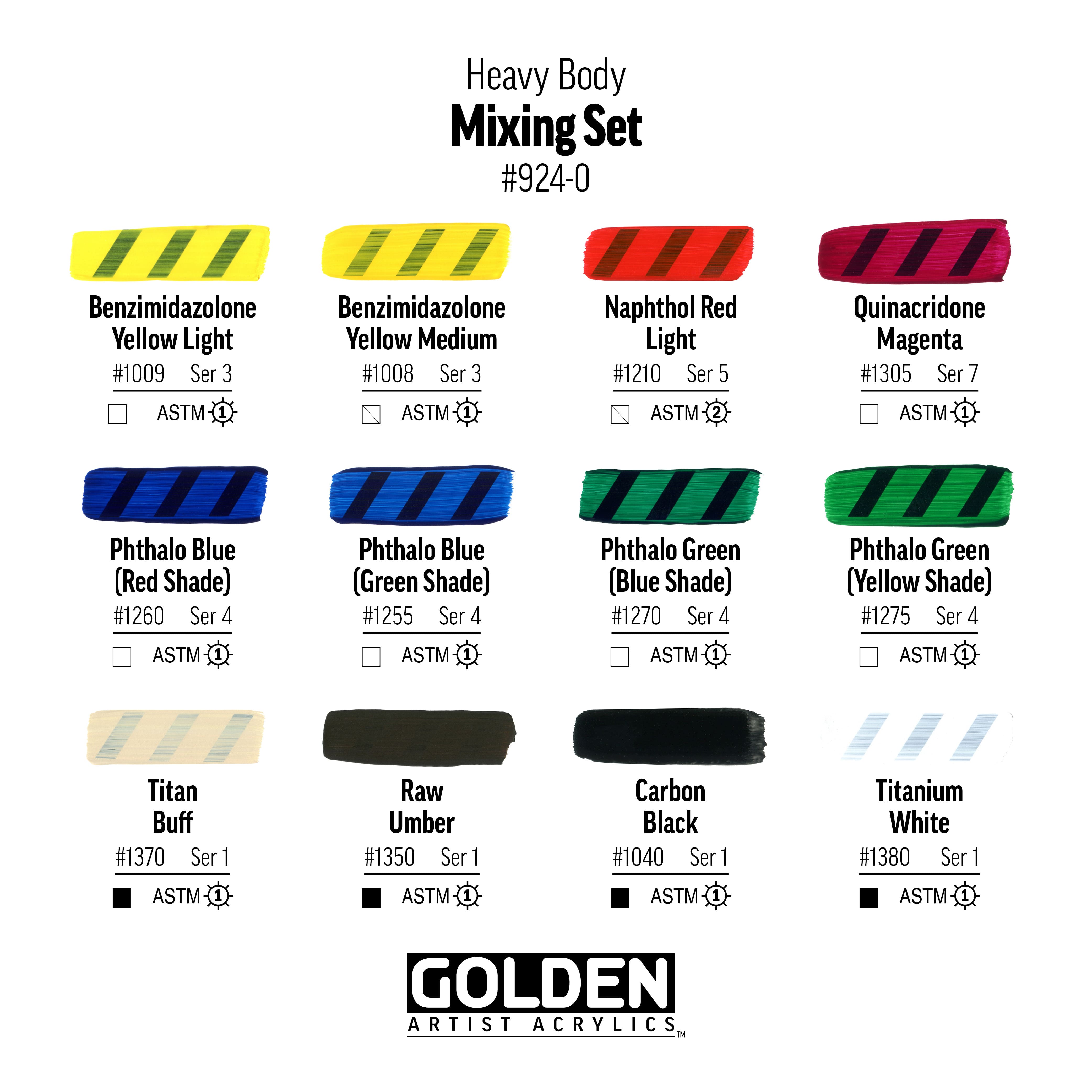 Golden&#xAE; Heavy Body Acrylic 12 Color Mixing Set