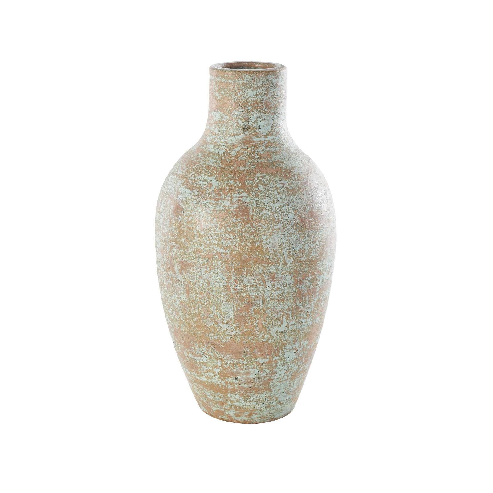 Brown Ceramic Antique Style Textured Patina Vase