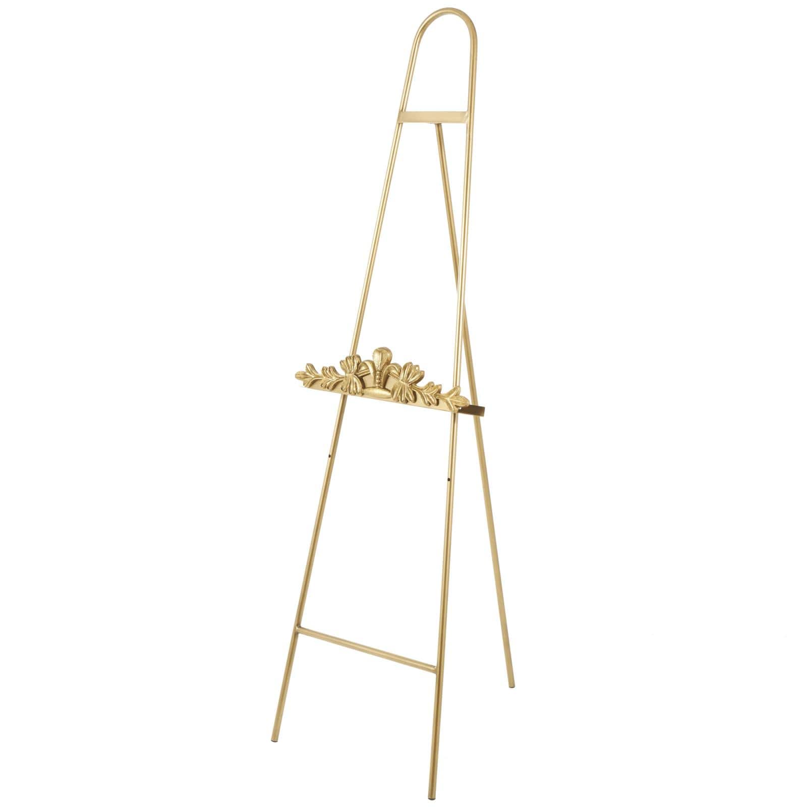 63" Gold Metal Arched Foldable 2-Tier Display Easel with Vine Emblem