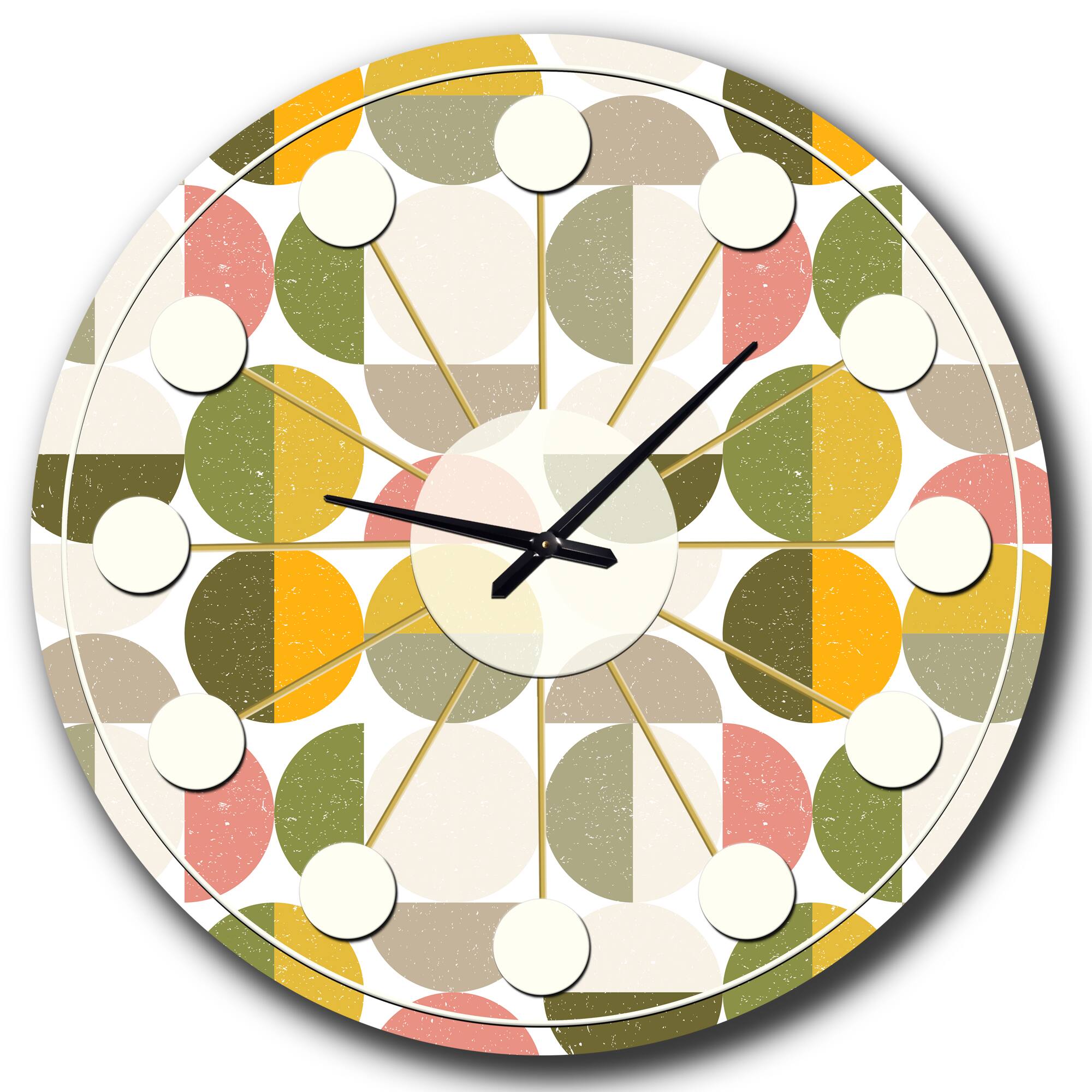 Designart 'Vintage Circular Design I Mid-Century Modern Wall Clock