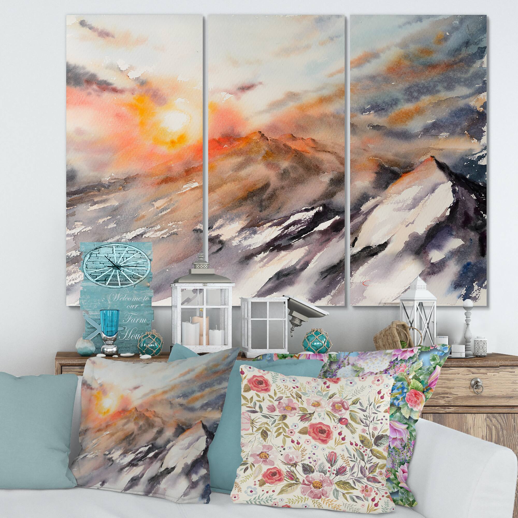 Designart - Majestic Sunset In The Mountains Landscape