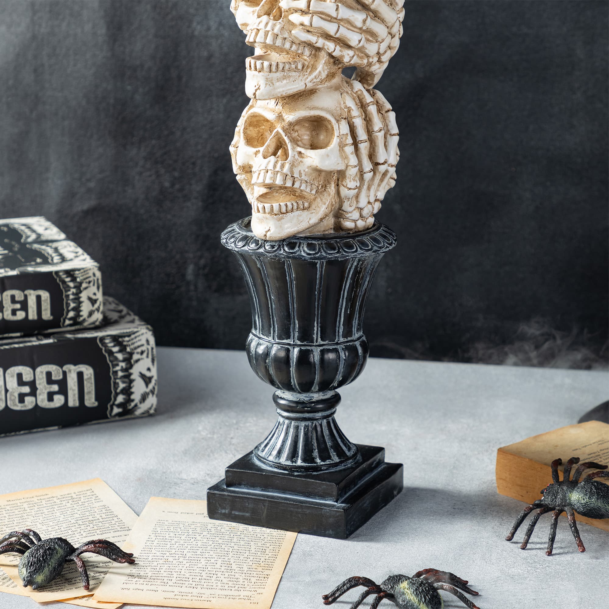 Glitzhome&#xAE; 18&#x22;H Halloween Resin Stacked Skull Table Decor