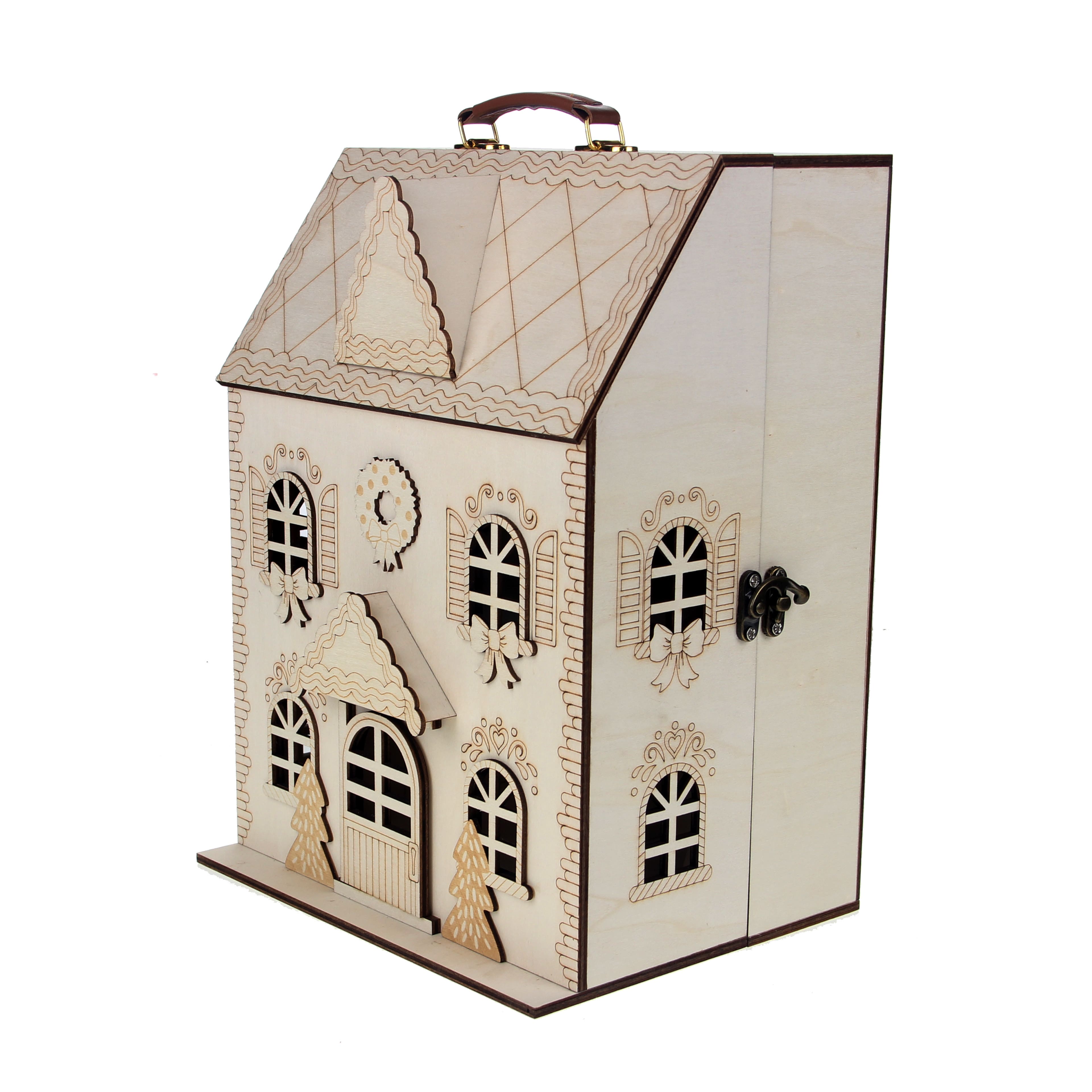 12.25&#x22; Unfinished Winter Home DIY Wood Dollhouse by Make Market&#xAE;