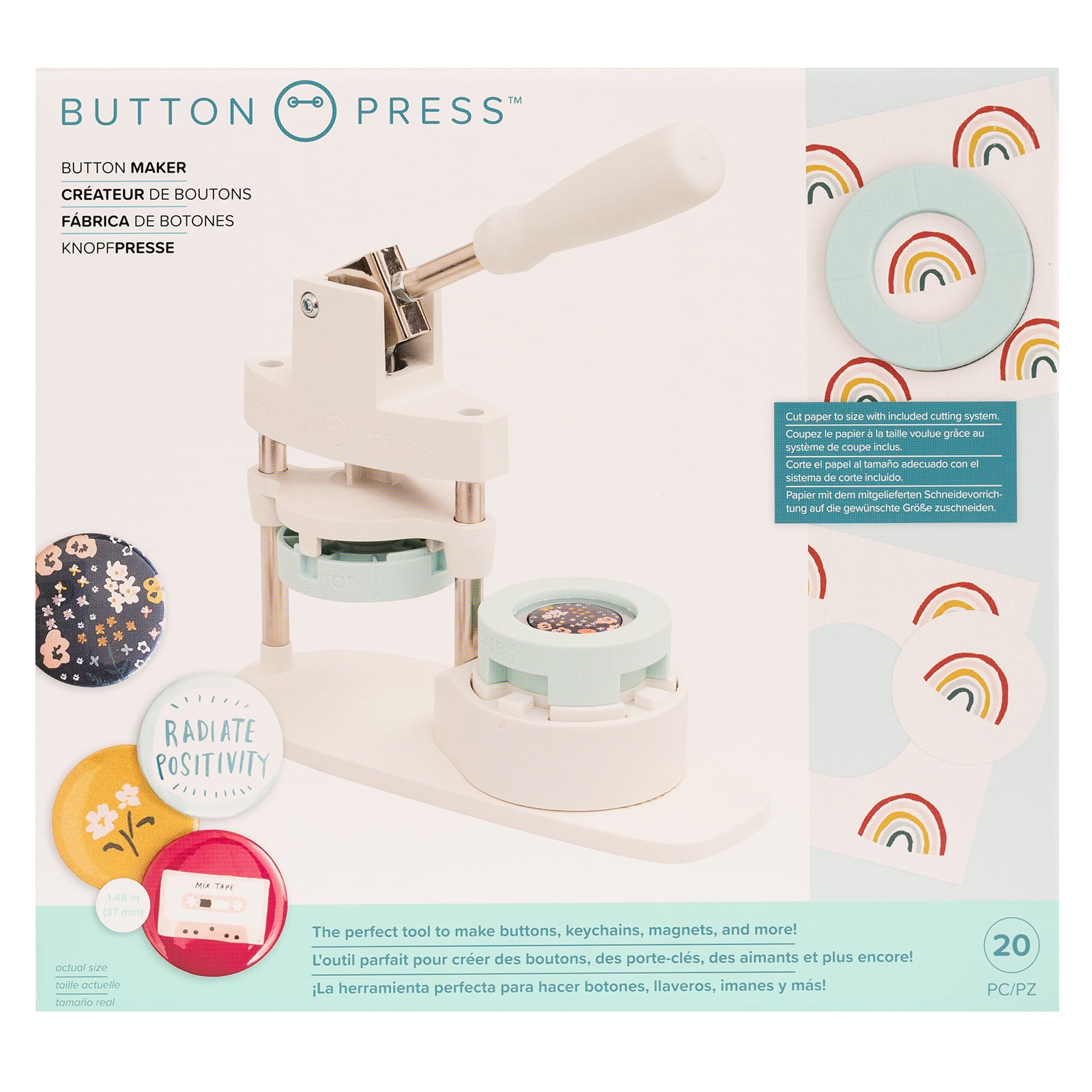 We R Memory Keepers Button Press Insert Circle Large, Fastners Plastic  Round Arts Crafts Notion DIY Button Buttons Adjustable Manual Button Maker