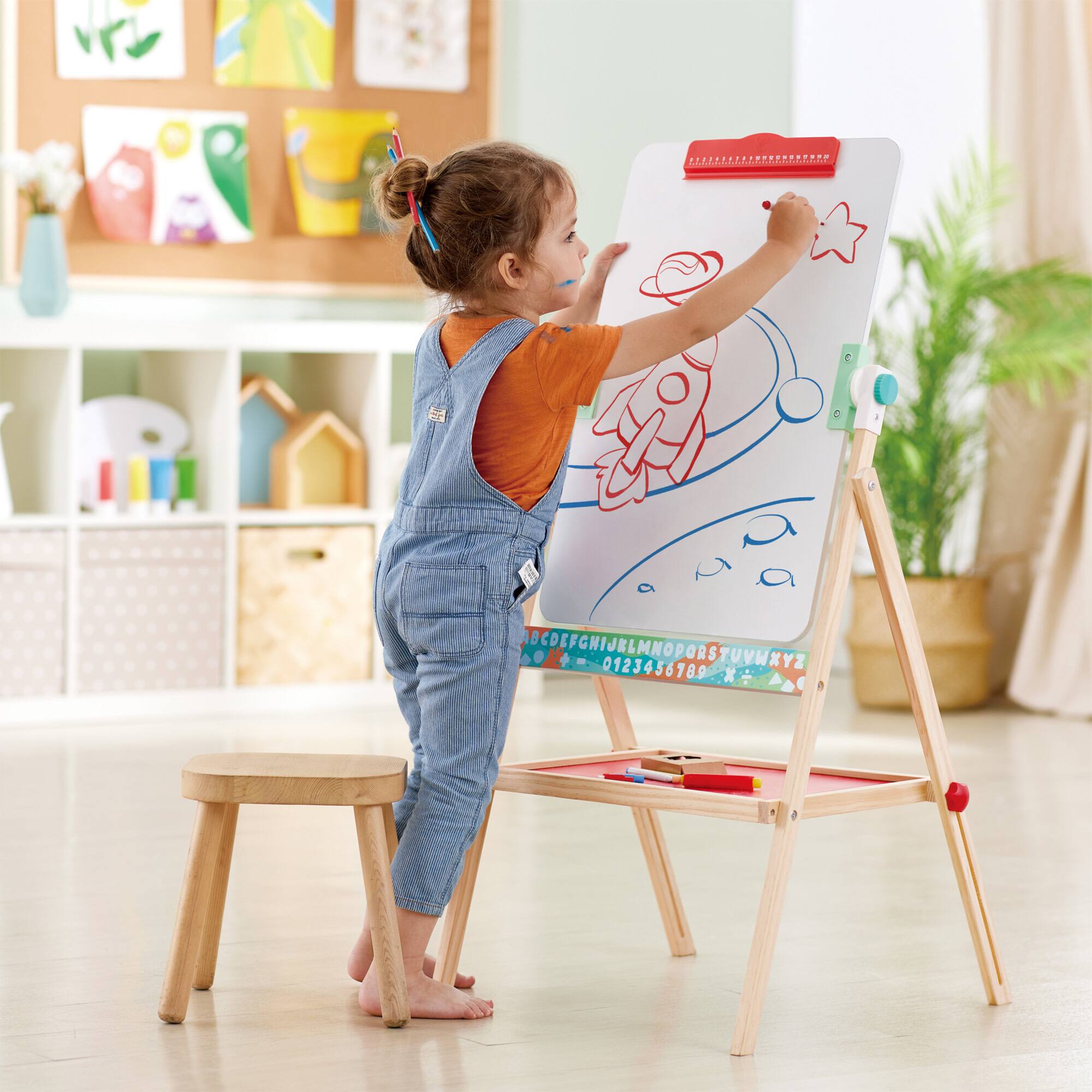 Hape Standing Easel Double-Sided Chalkboard &#x26; Whiteboard