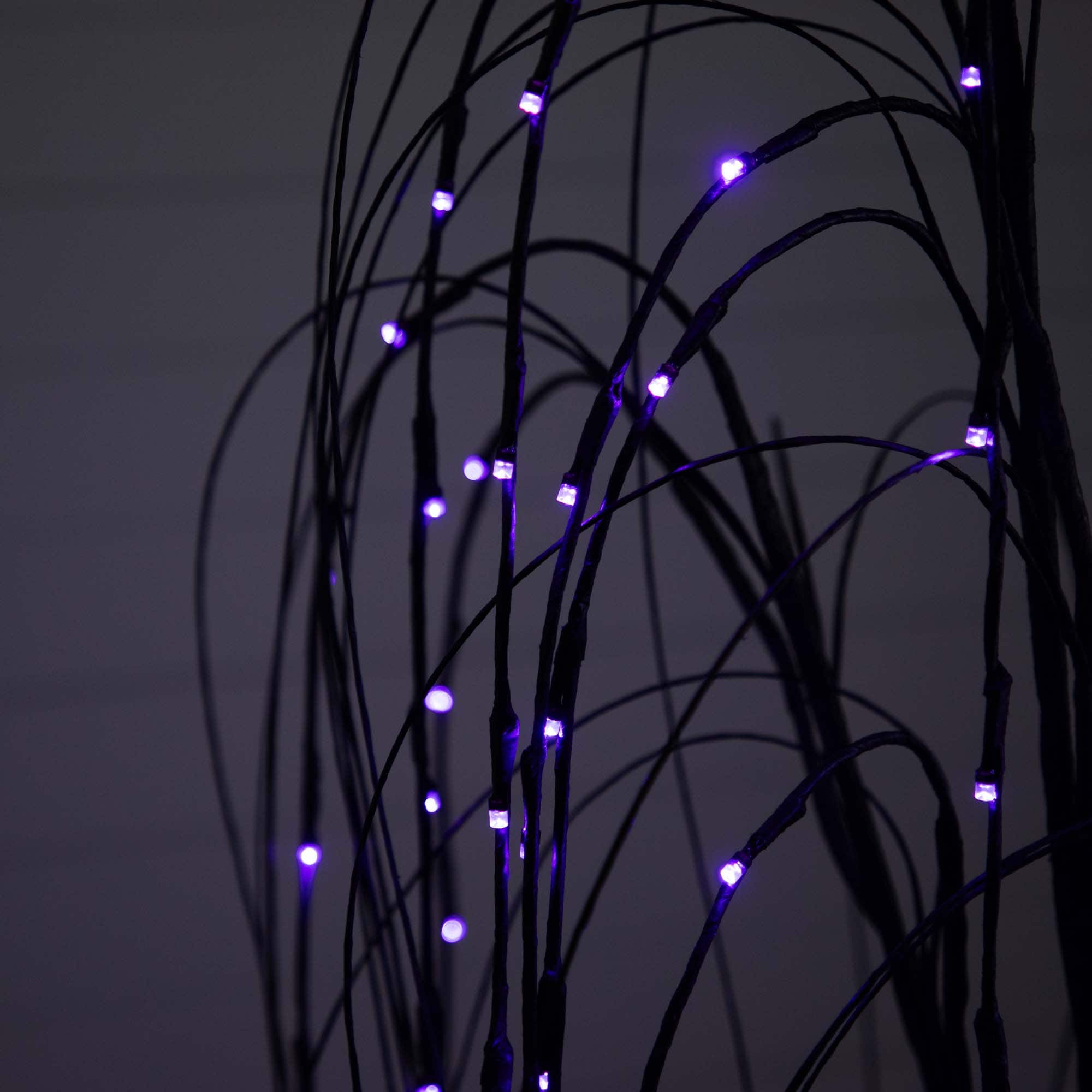 5ft. Orange &#x26; Purple LED Pre-Lit Halloween Black Willow Artificial Fall Tree