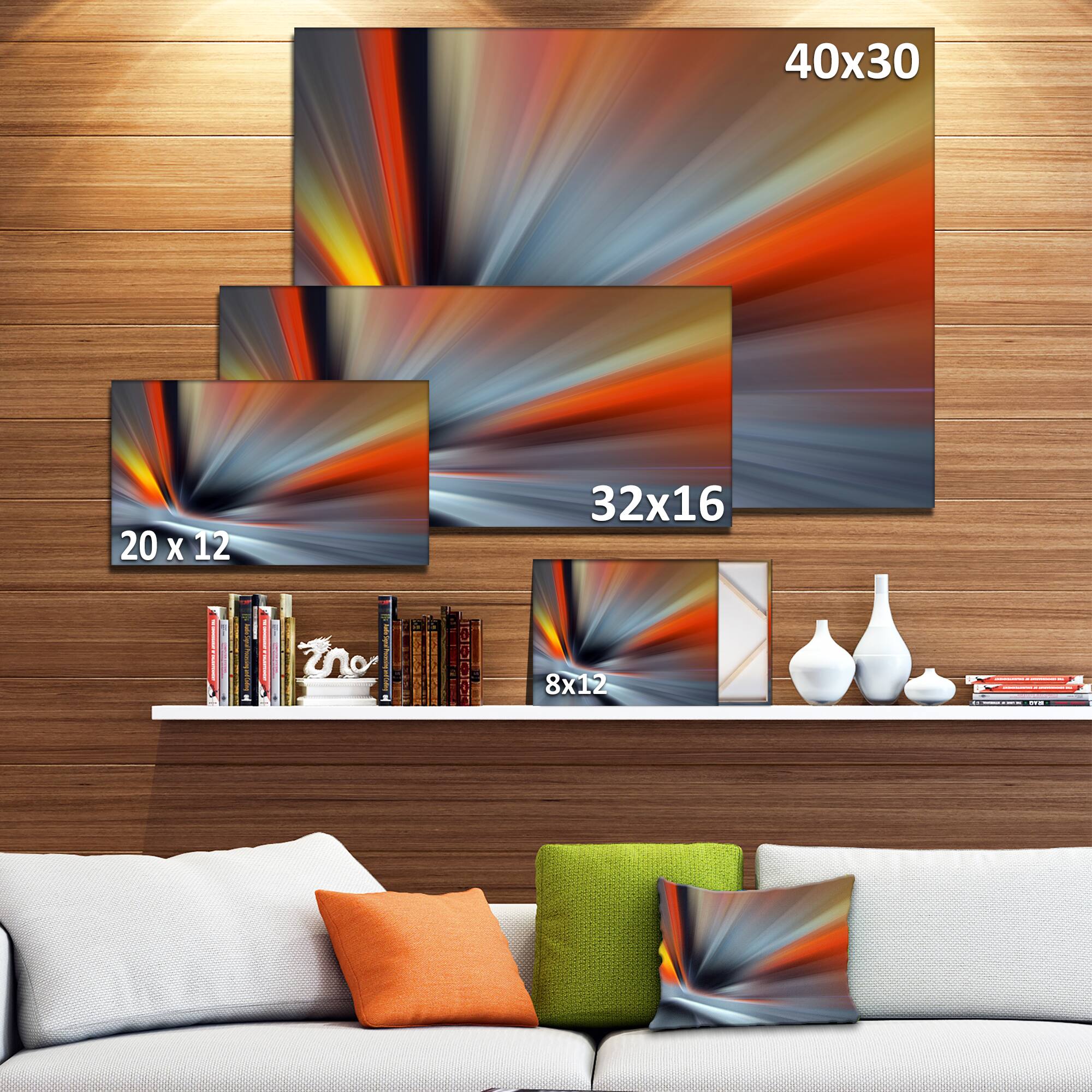 Designart - Rays of Speed Large Lines - Abstract Canvas art print