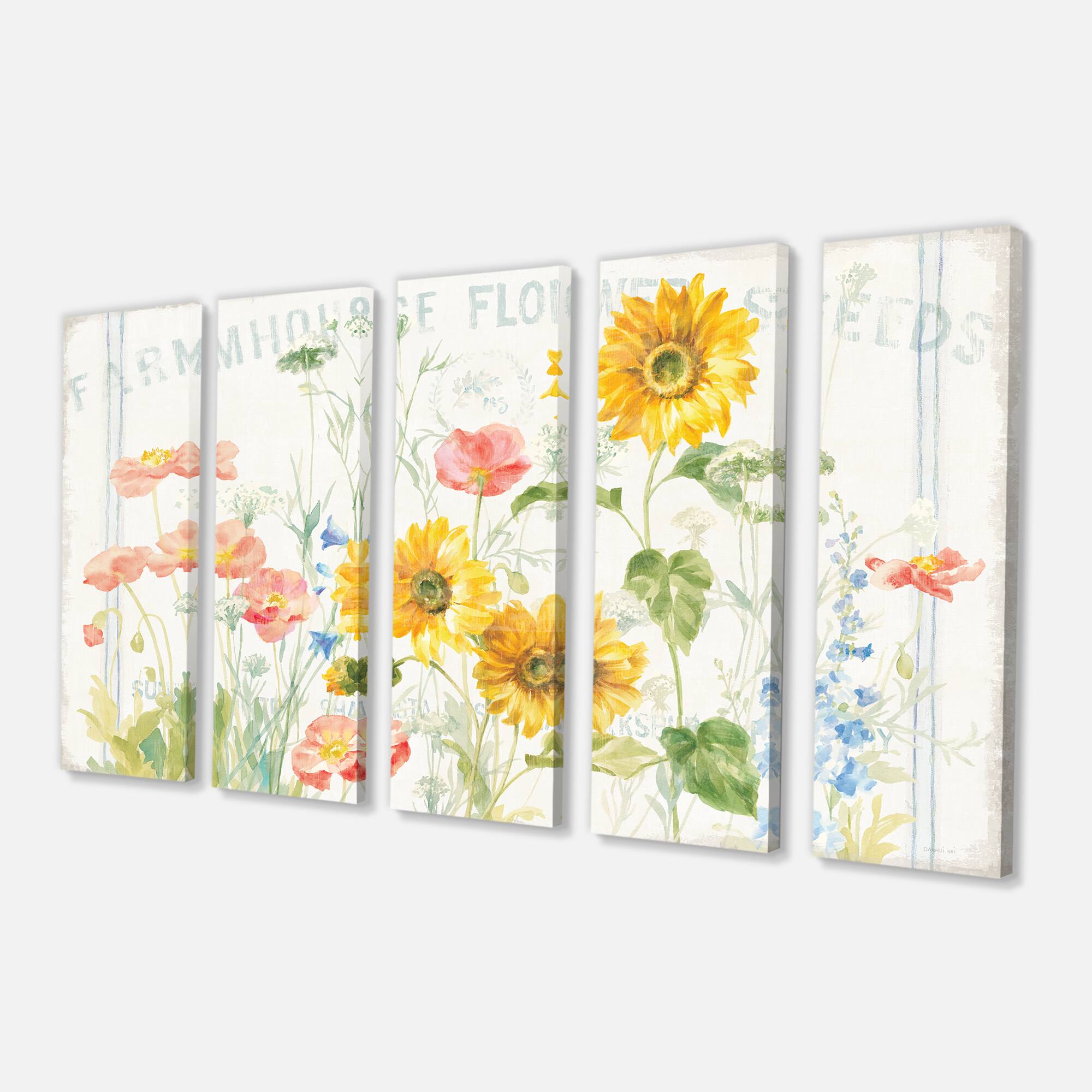 Designart - Floursack Florals I - Floral & Botanical Gallery-wrapped Canvas