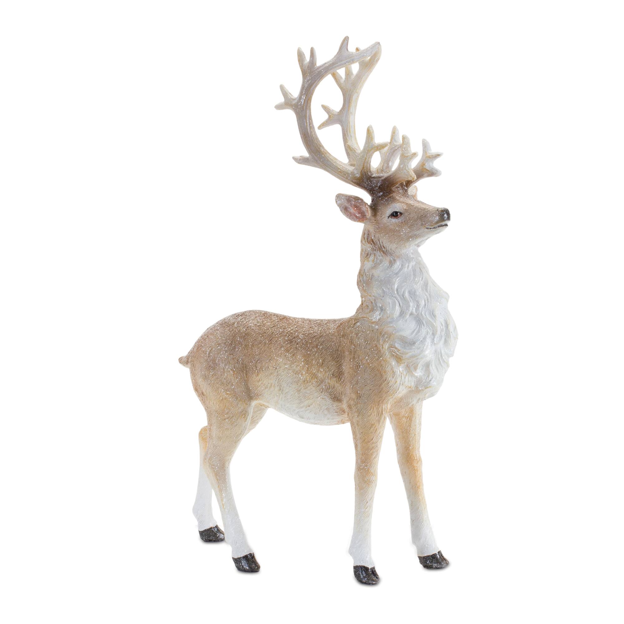 Glittered Holiday Deer Figurine Set