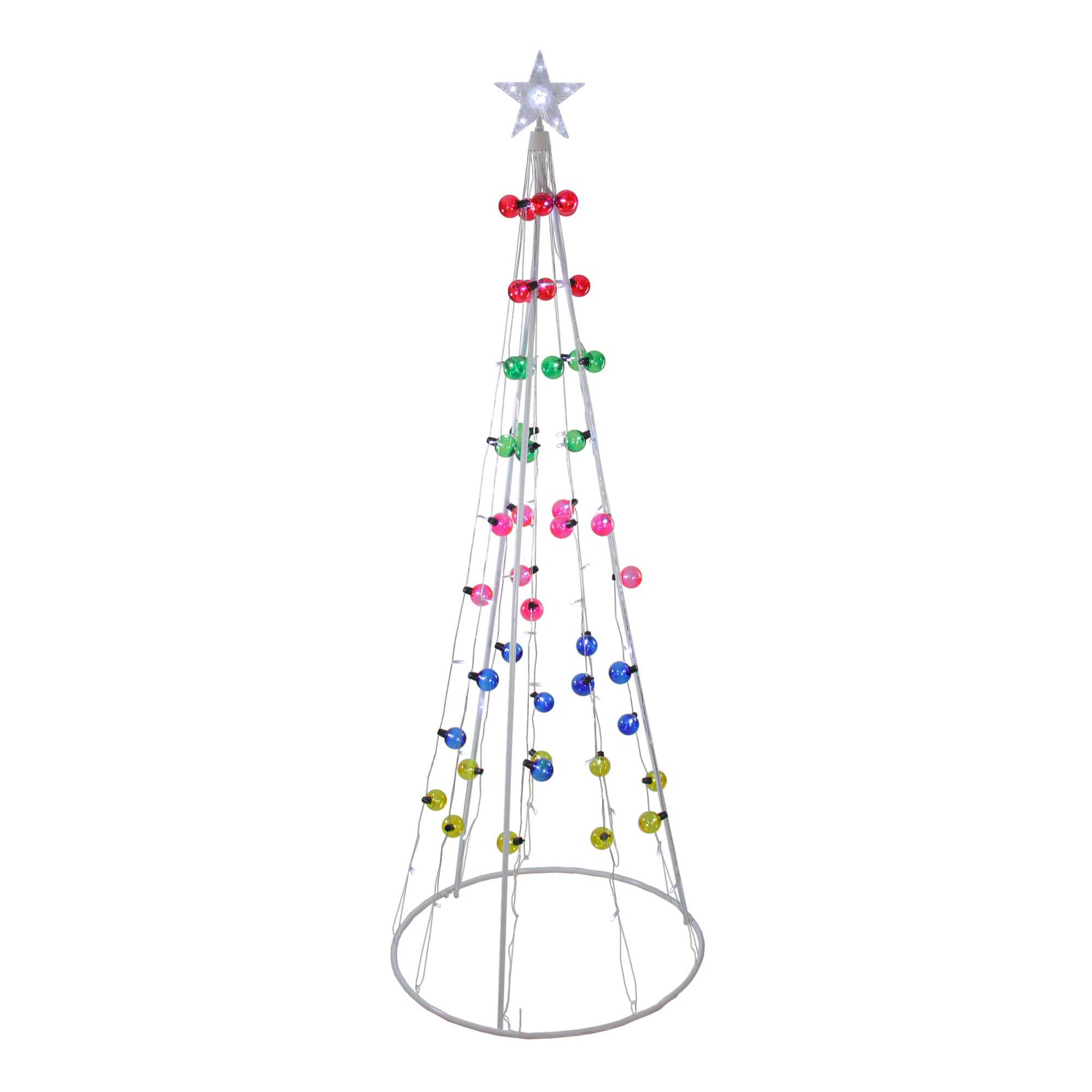 6ft. Pre-Lit Show Cone Christmas Tree Outdoor Decoration, Multicolor G40 Globe Lights