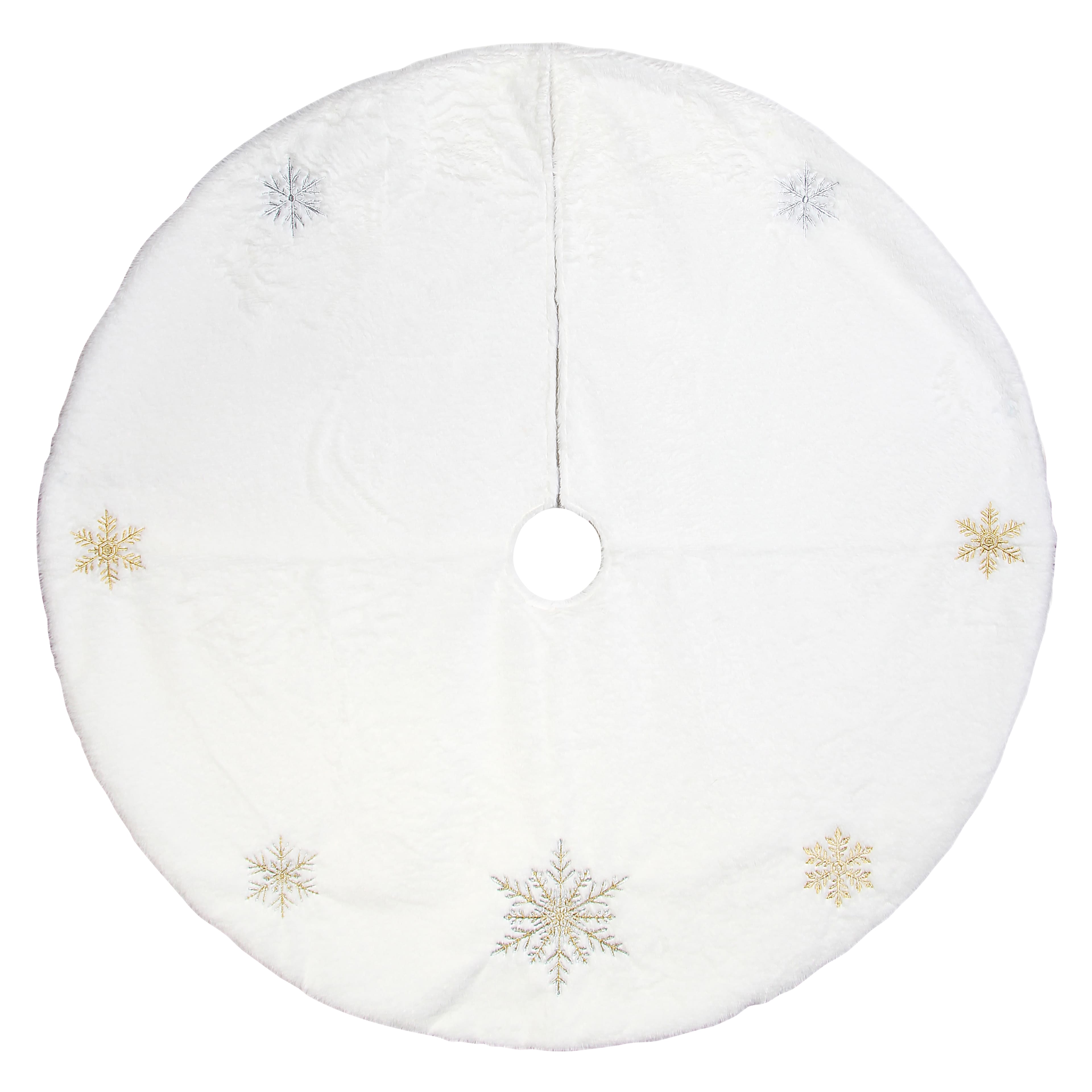 48&#x22; White Faux Fur with Snowflakes Tree Skirt by Ashland&#xAE;