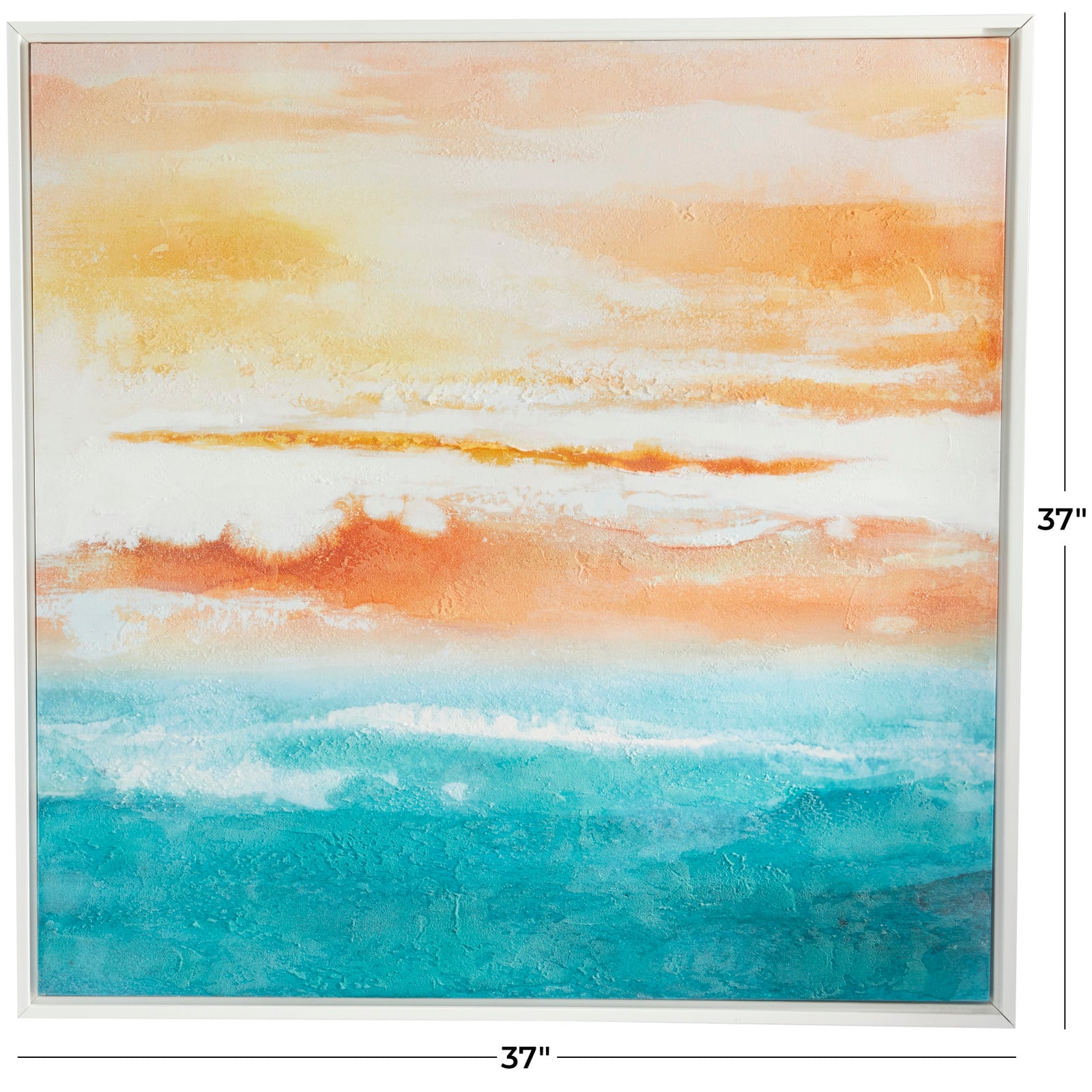 Multi Colored Canvas Abstract Sunset Landscape Framed Wall Art with White Frame 37&#x22; x 1&#x22; x 37&#x22;
