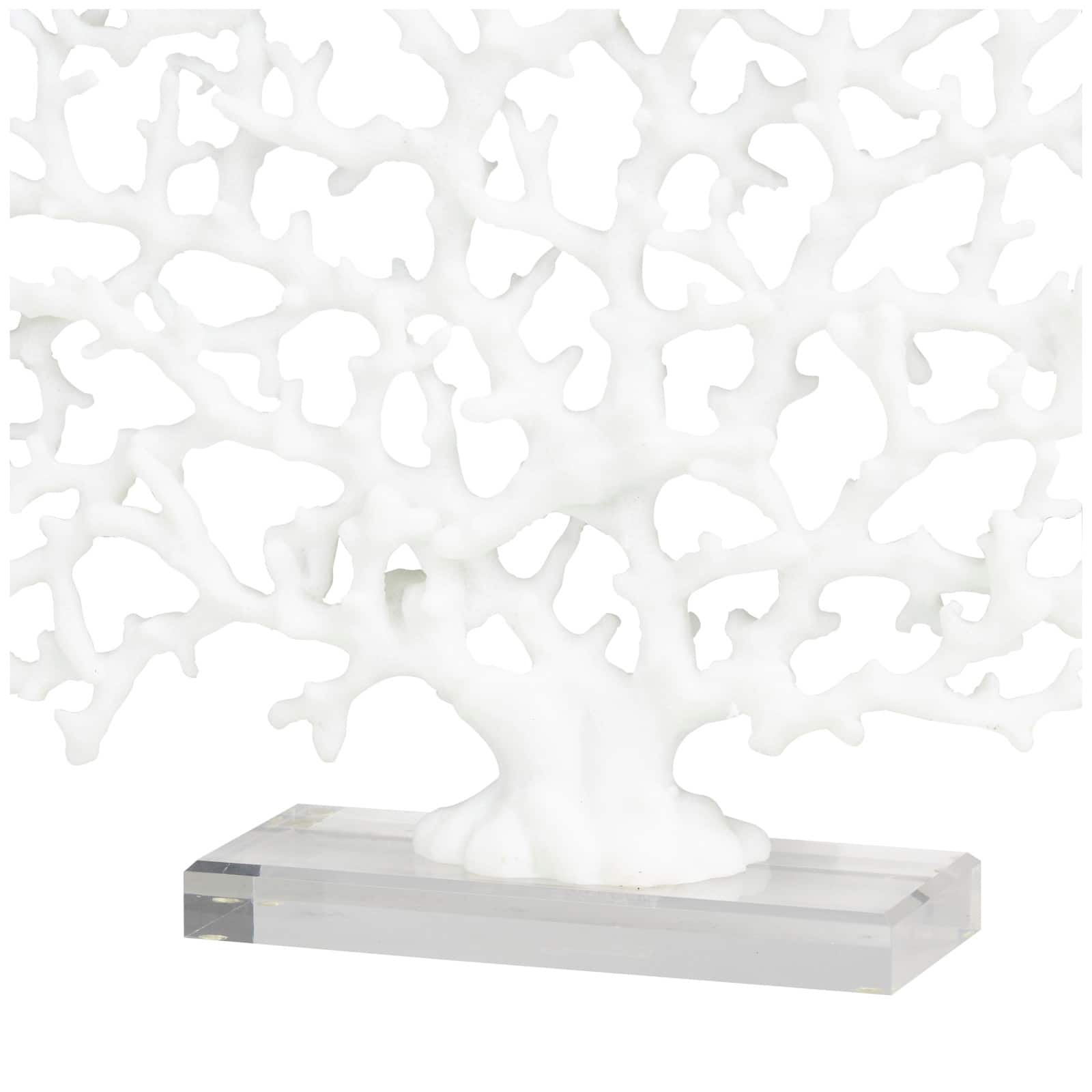 16.75" White Coral Sculpture Décor with Clear Base