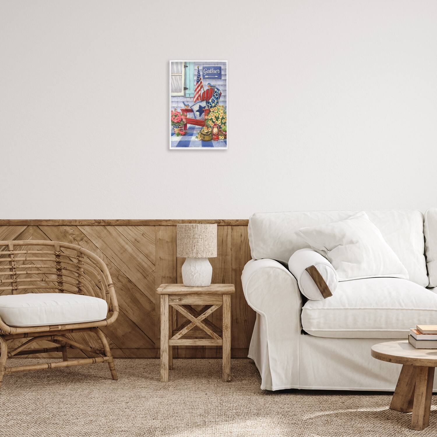 Stupell Industries Patriotic Porch View Framed Giclee Art