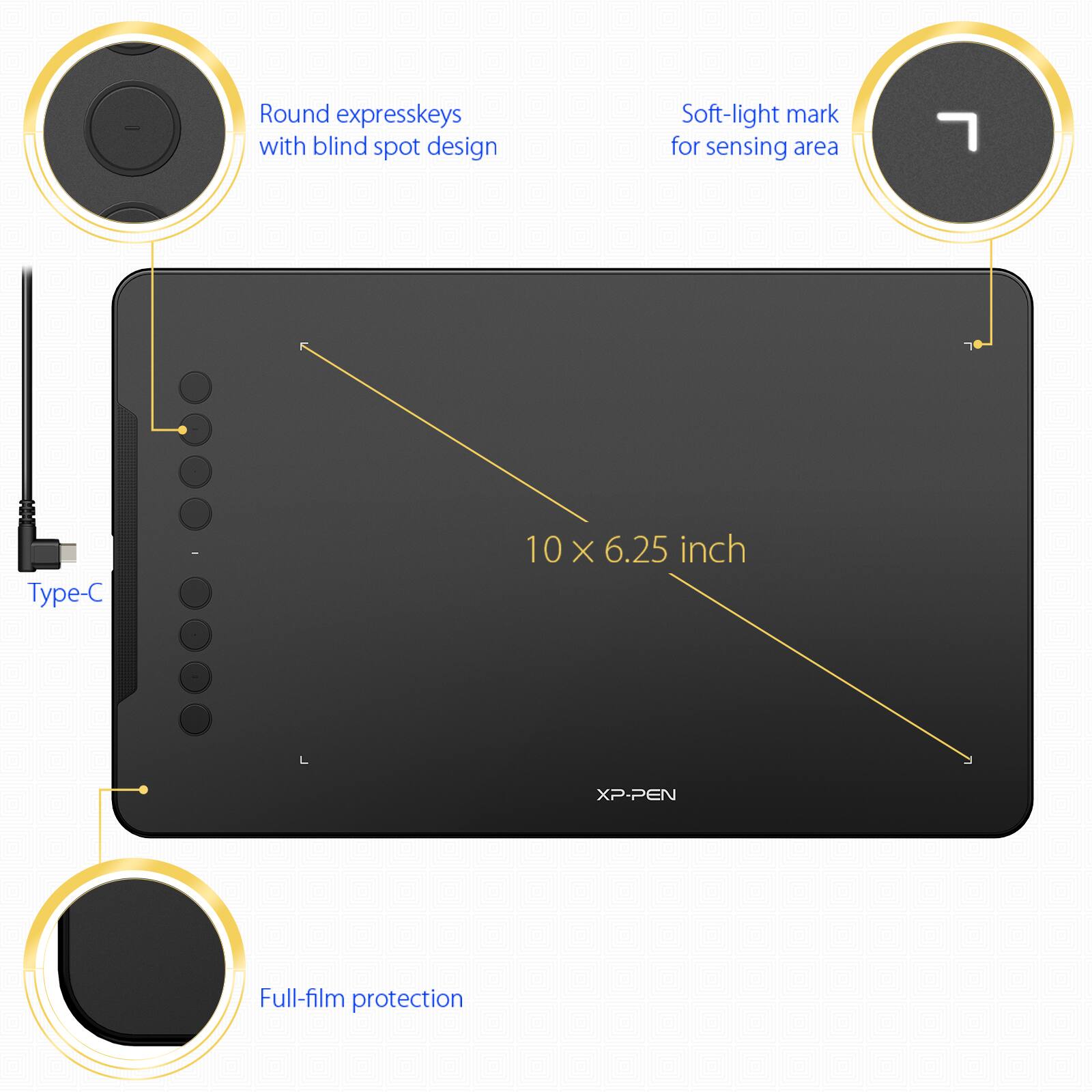 XPPen 10&#x22; x 6.25&#x22; Deco 01 Graphics Drawing Tablet