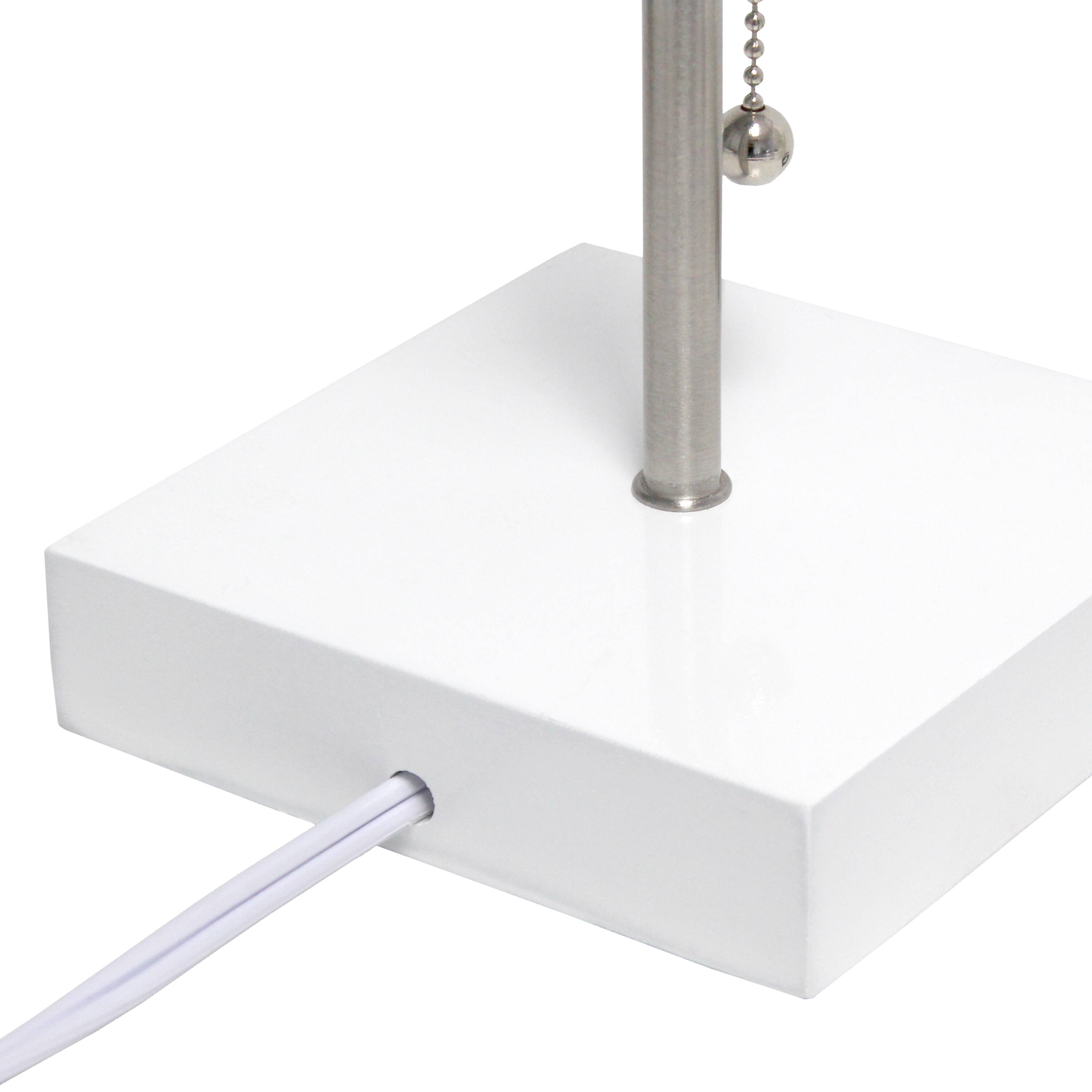 Simple Designs 14.5&#x22; Rectangle Shade White Base Lamp with USB Charging Port
