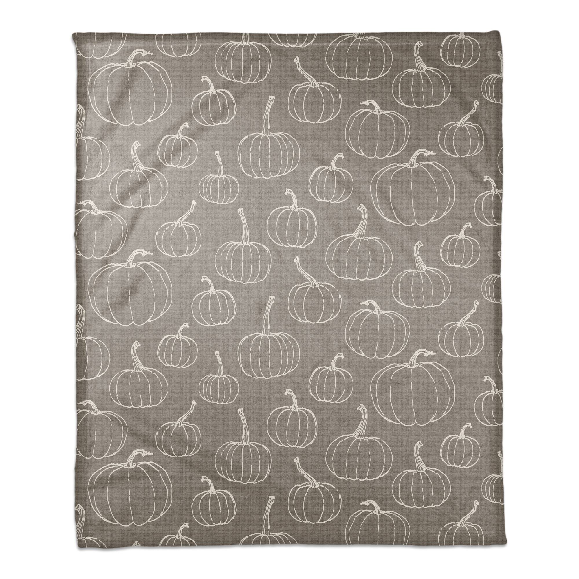 Gray Pumpkin Patterned Coral Fleece Blanket