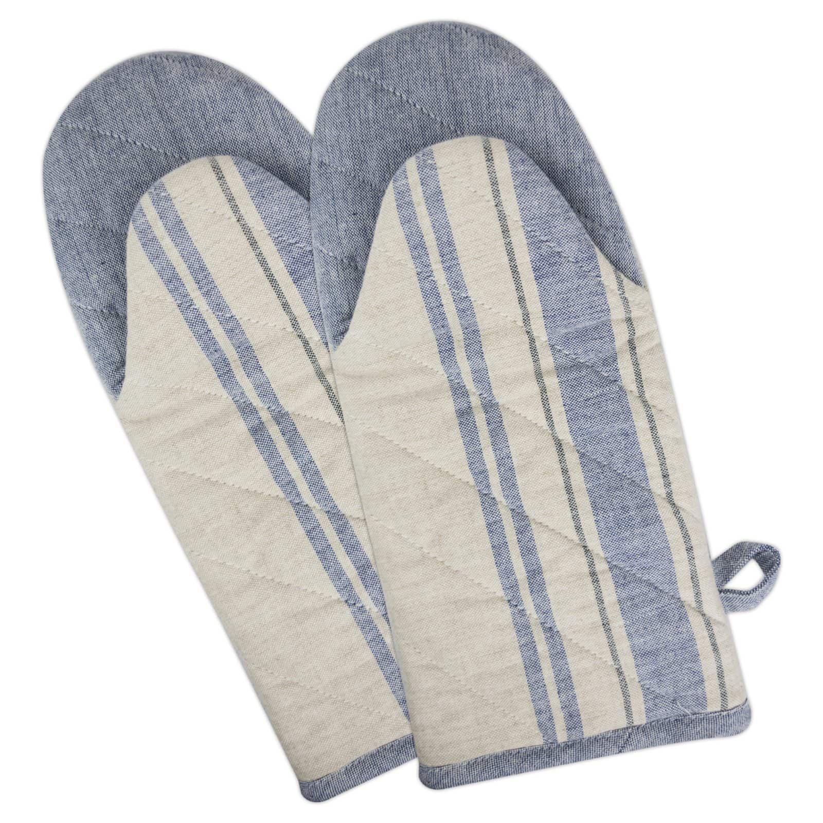 DII® Nautical Blue French Stripe Oven Mitt Set, 2ct.