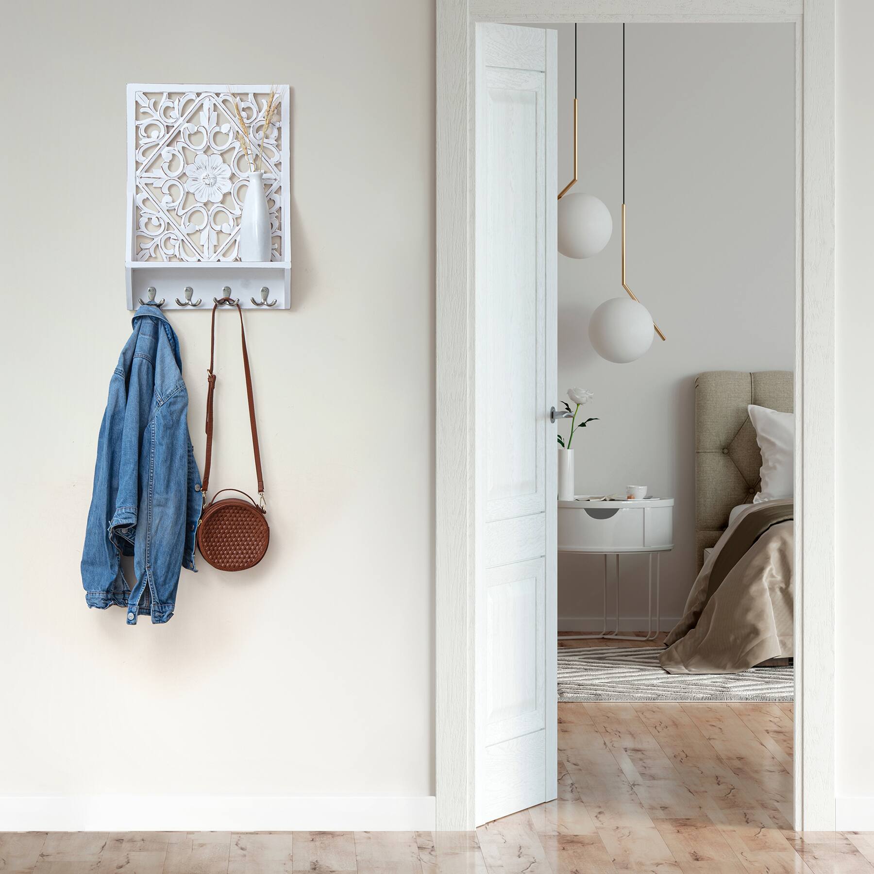 Habitat Decorative Vertical White Carved Wall Hanging