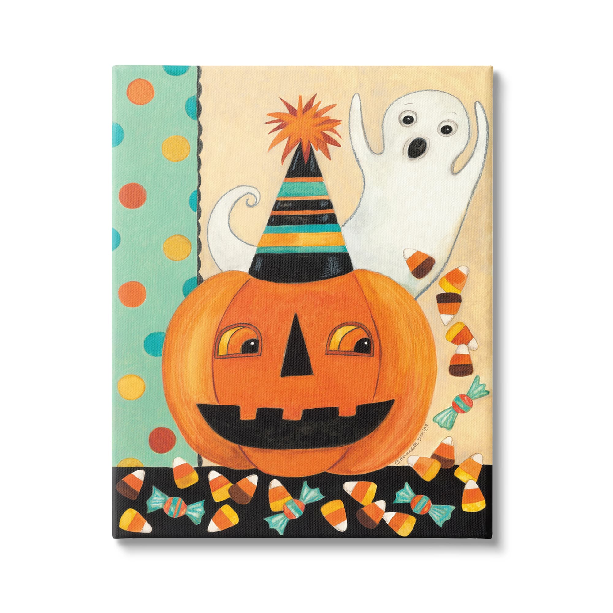 Stupell Industries Vintage Halloween Candy Pattern Canvas Wall Art