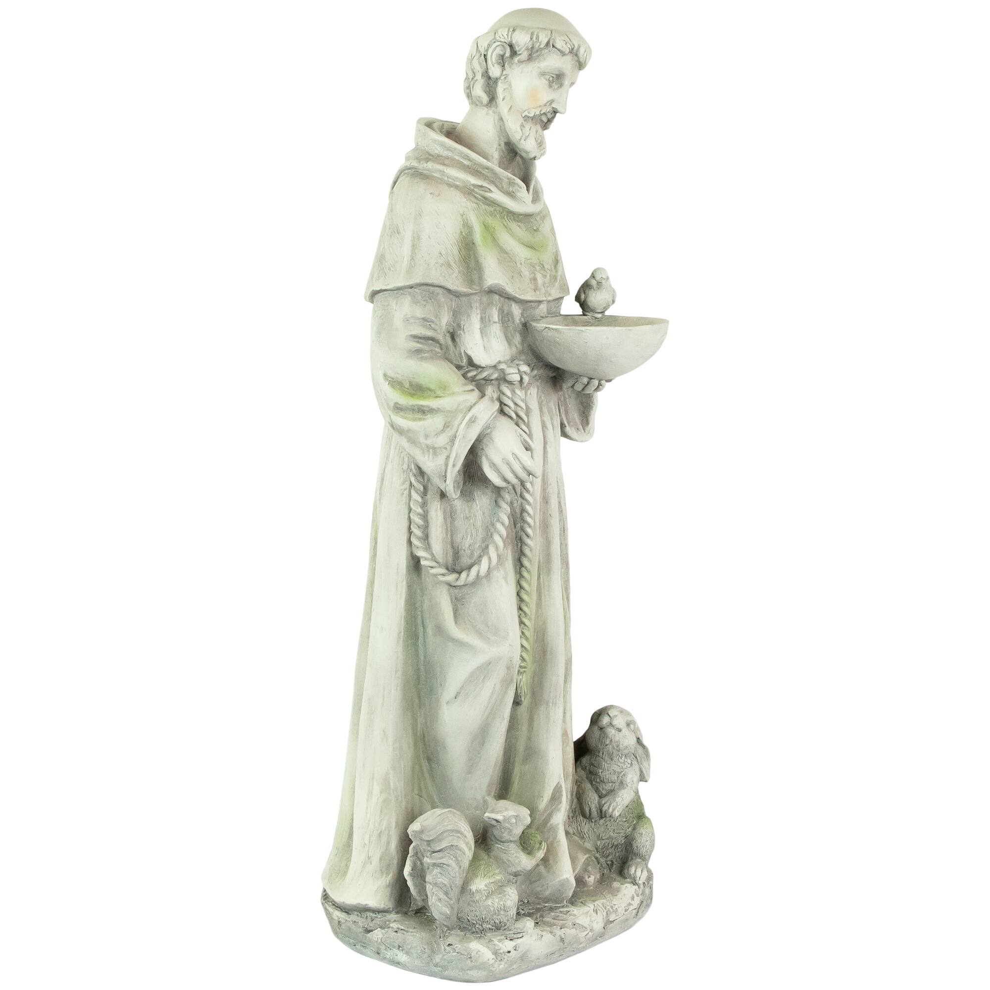 23.5" Religious St. Francis of Assisi Bird Feeder Outdoor Garden Statue