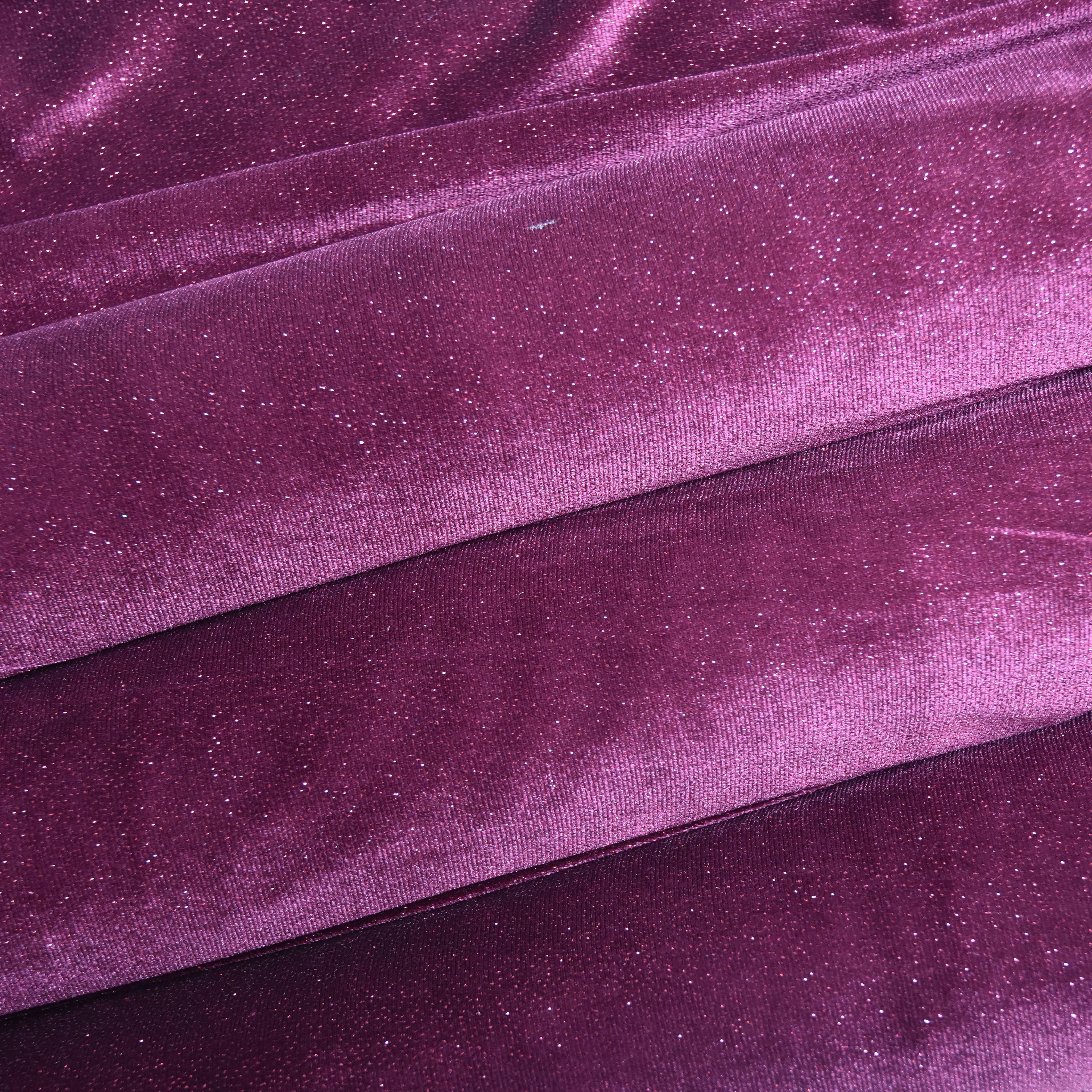Feldman Maroon Sparkle Stretch Velvet Fabric