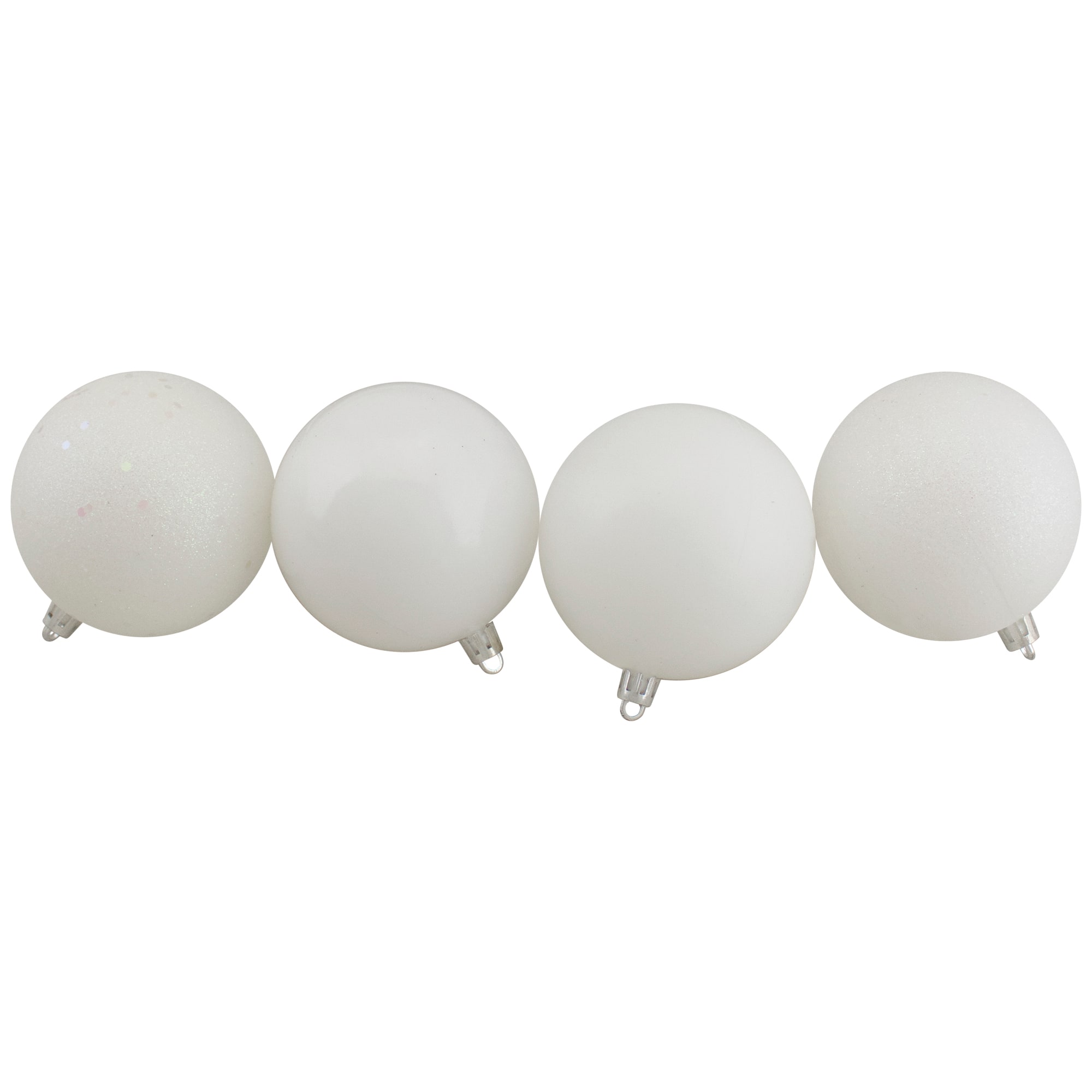 60ct. 2.5&#x22; 4-Finish Winter White Shatterproof Ball Ornaments