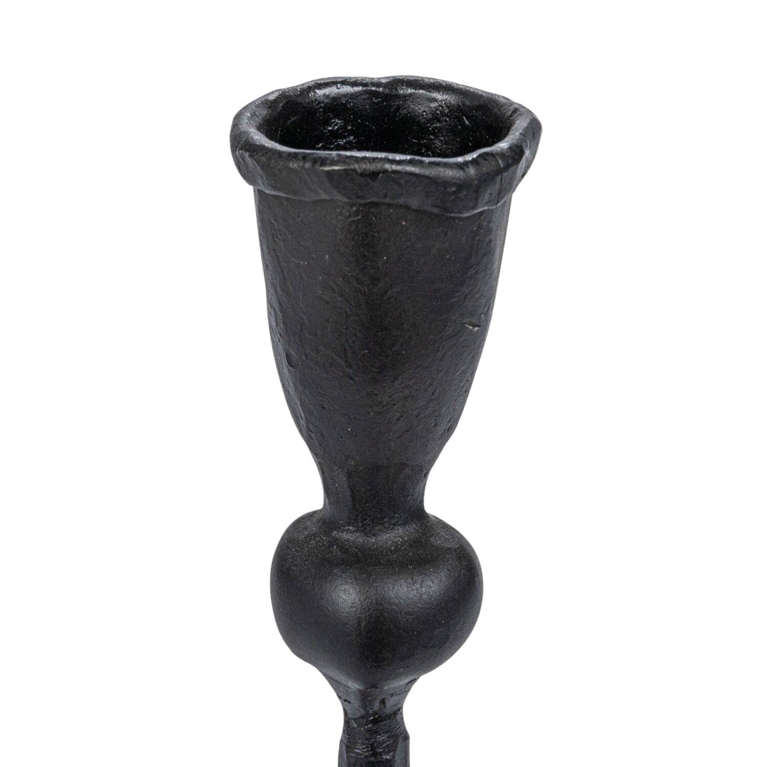 Hello Honey&#xAE; Black Decorative Hand-Forged Metal Taper Candle Holder
