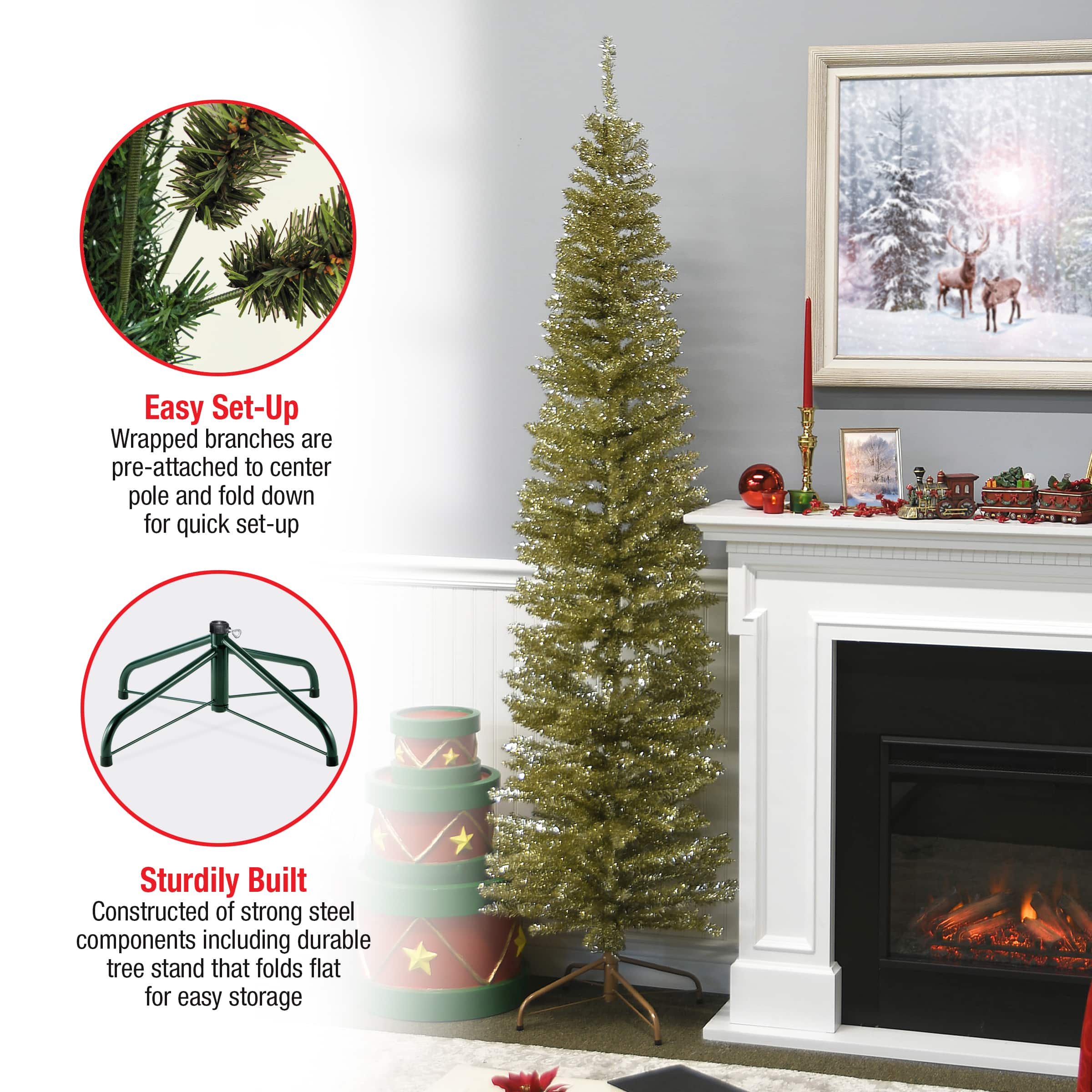 7ft. Unlit Tinsel Artificial Christmas Tree