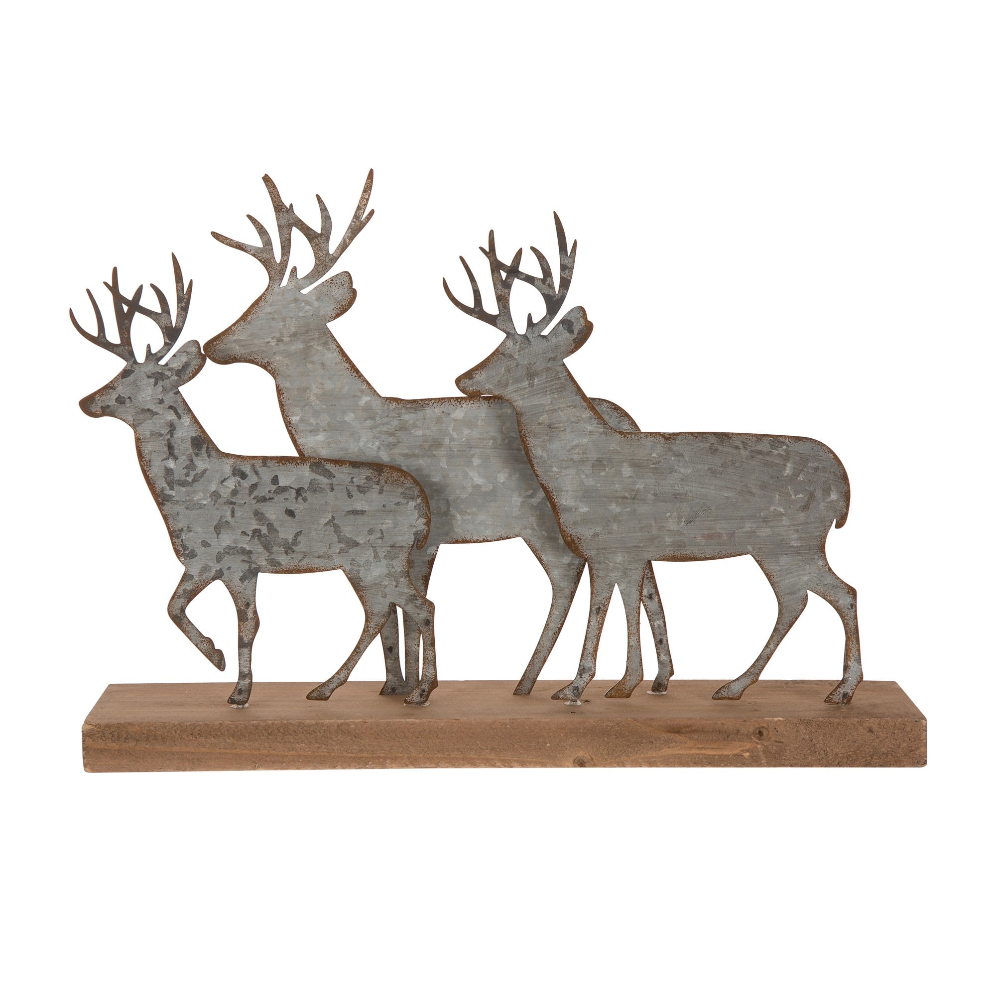 Glitzhome&#xAE; 13&#x22; Galvanized Metal &#x26; Wood Reindeer Tabletop D&#xE9;cor