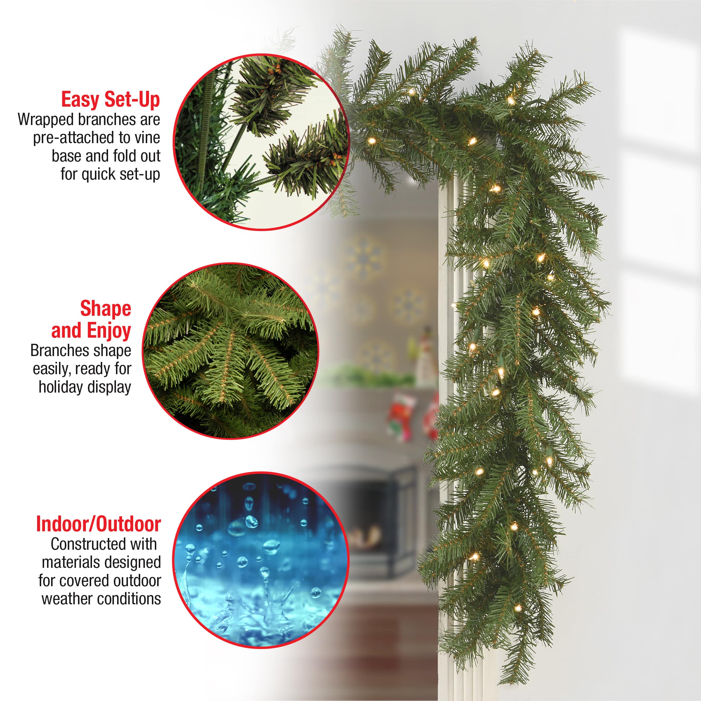 9ft. Pre-Lit Clear Lights Norwood Fir Garland