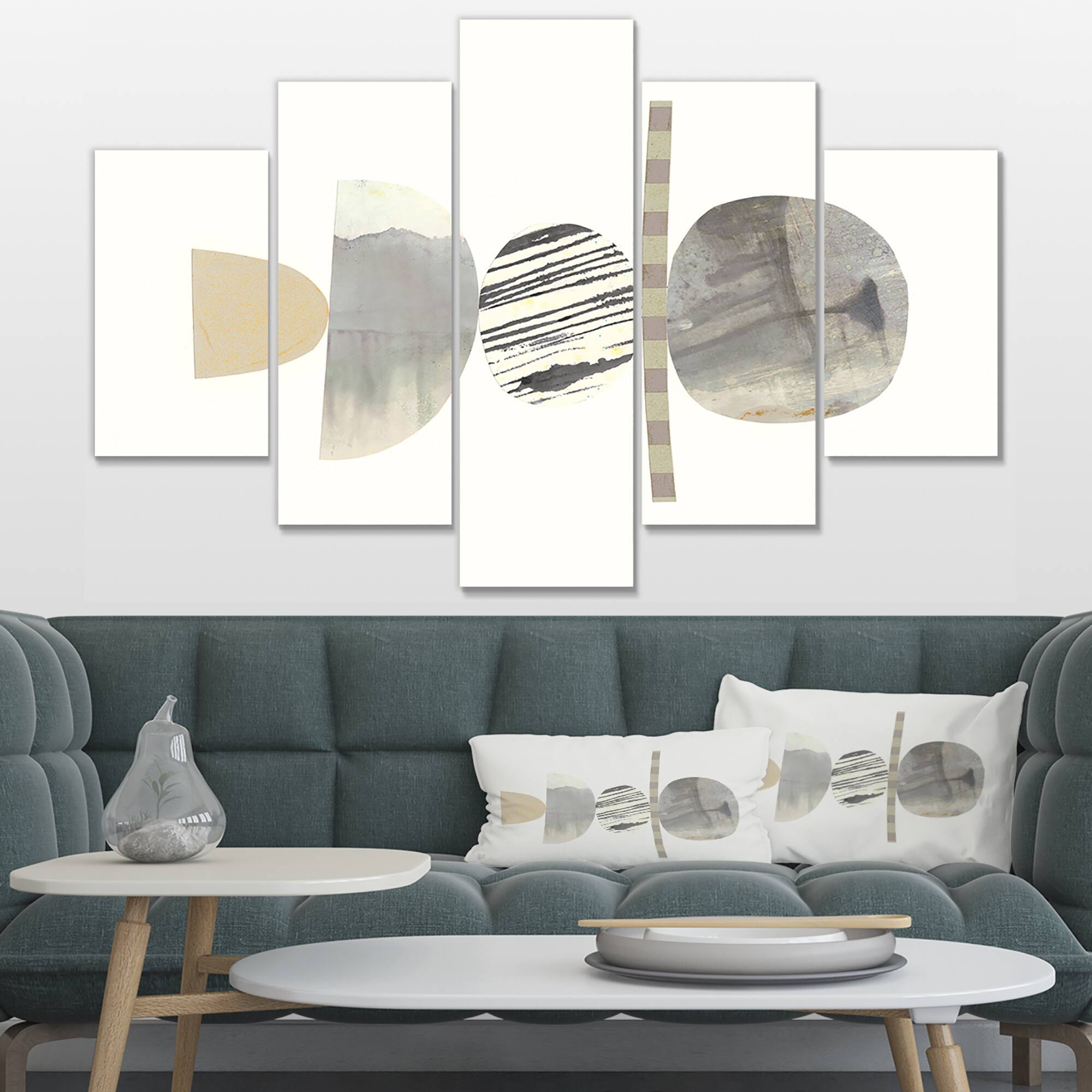 Designart - Geometric Balance Neutral I - Shabby Chic Canvas Art