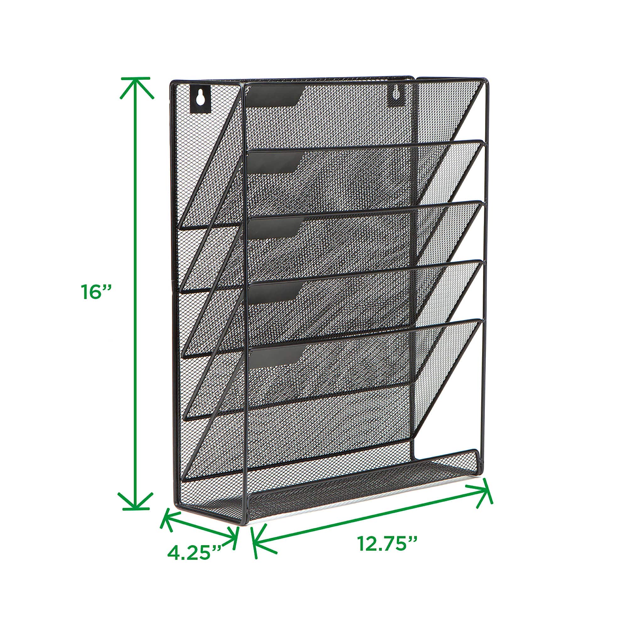 Mind Reader 6 Compartment Vertical Hanging Wall File & Chart Organizer