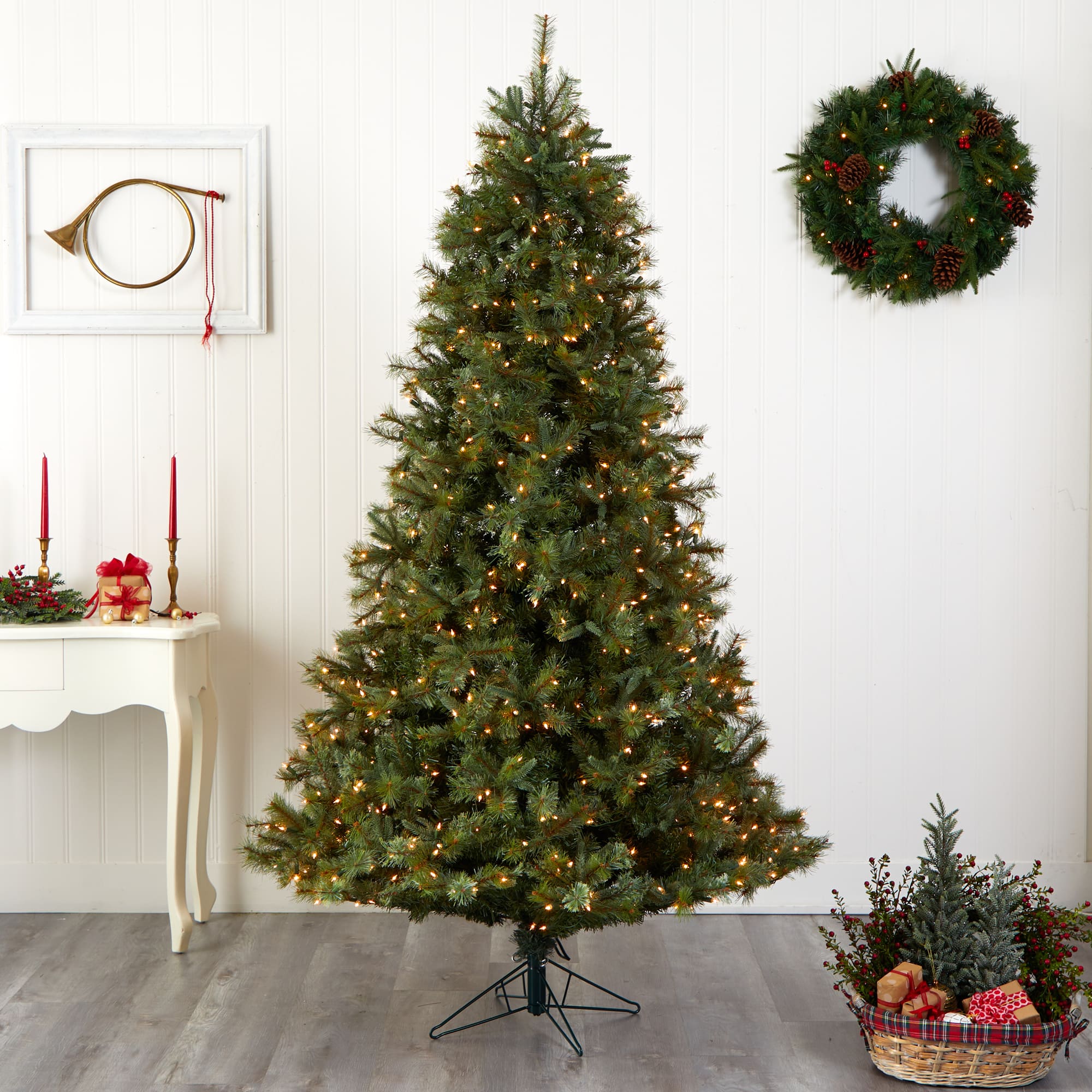 7.5ft. Pre-Lit Majestic Multi-Pine Christmas Tree, Clear Lights