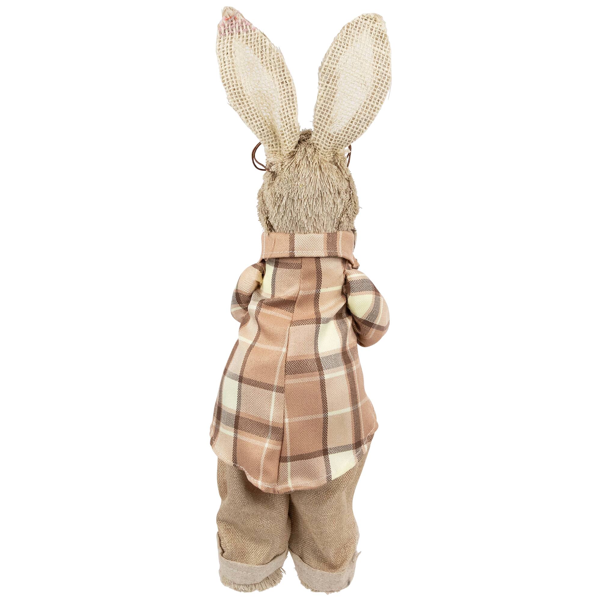 16.25&#x22; Beige Rustic Boy Rabbit Easter Figure with Book