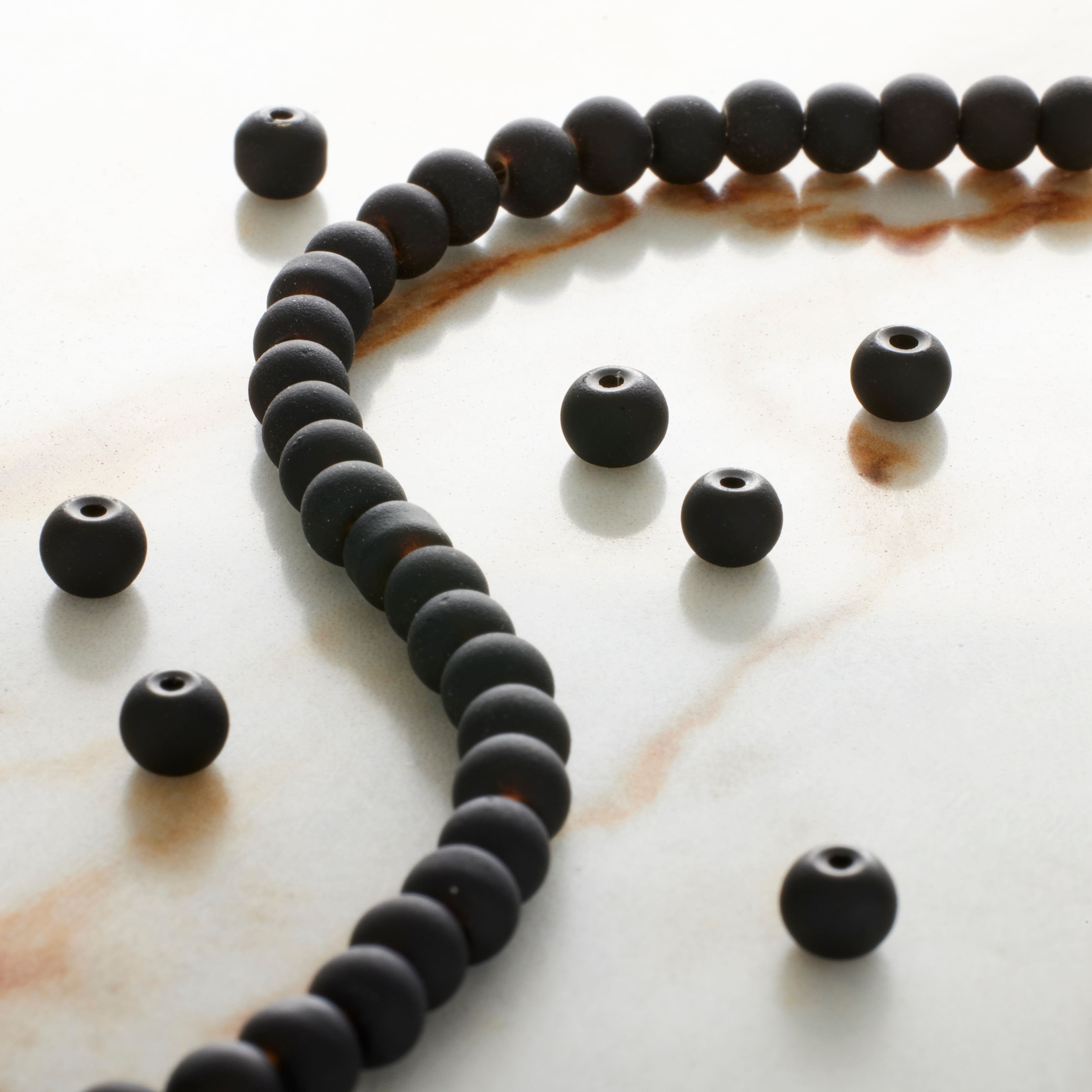 Black Glass Round Beads, 4mm by Bead Landing™