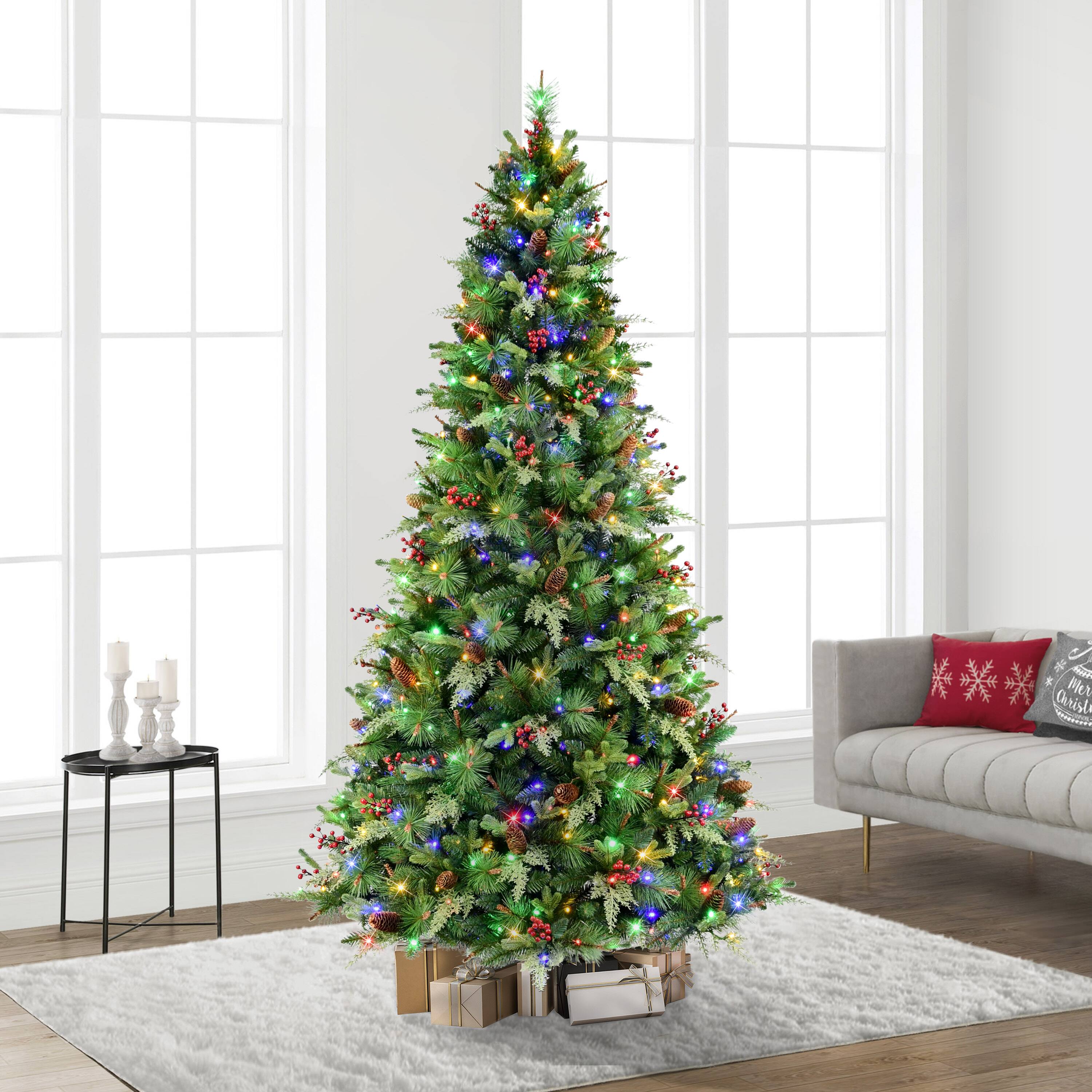 7.5ft. Pre-Lit Albany Spruce Artificial Christmas Tree, Dual-Color LED Lights
