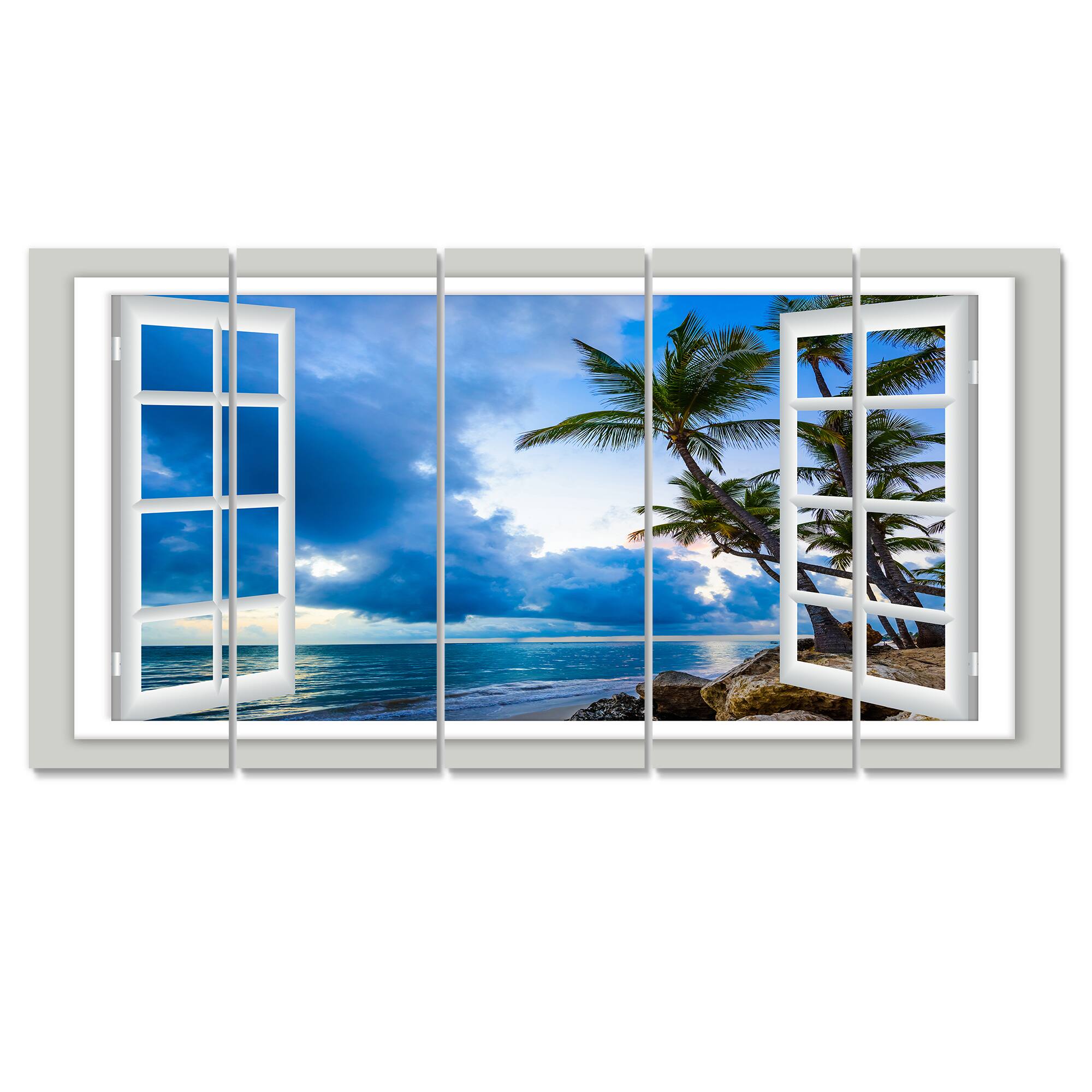 Designart - Window Open to Cloudy Blue Sky - Oversized Landscape Wall Art Print