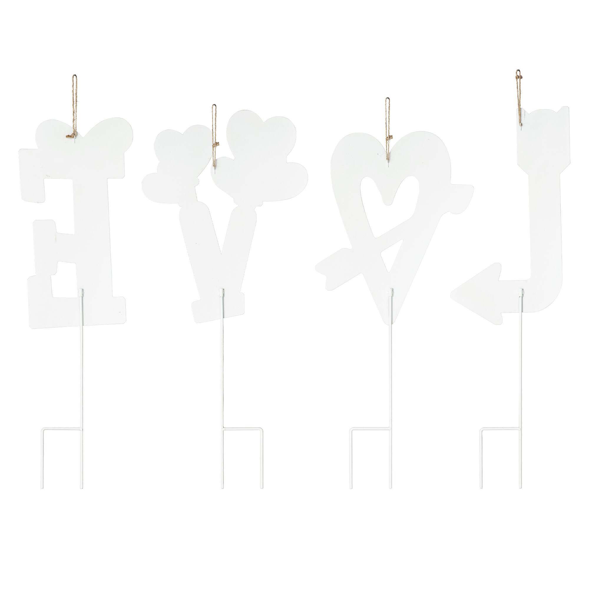 Glitzhome&#xAE; 28&#x22; Set of 4 Valentine&#x27;s Metal LOVE Yard Stake