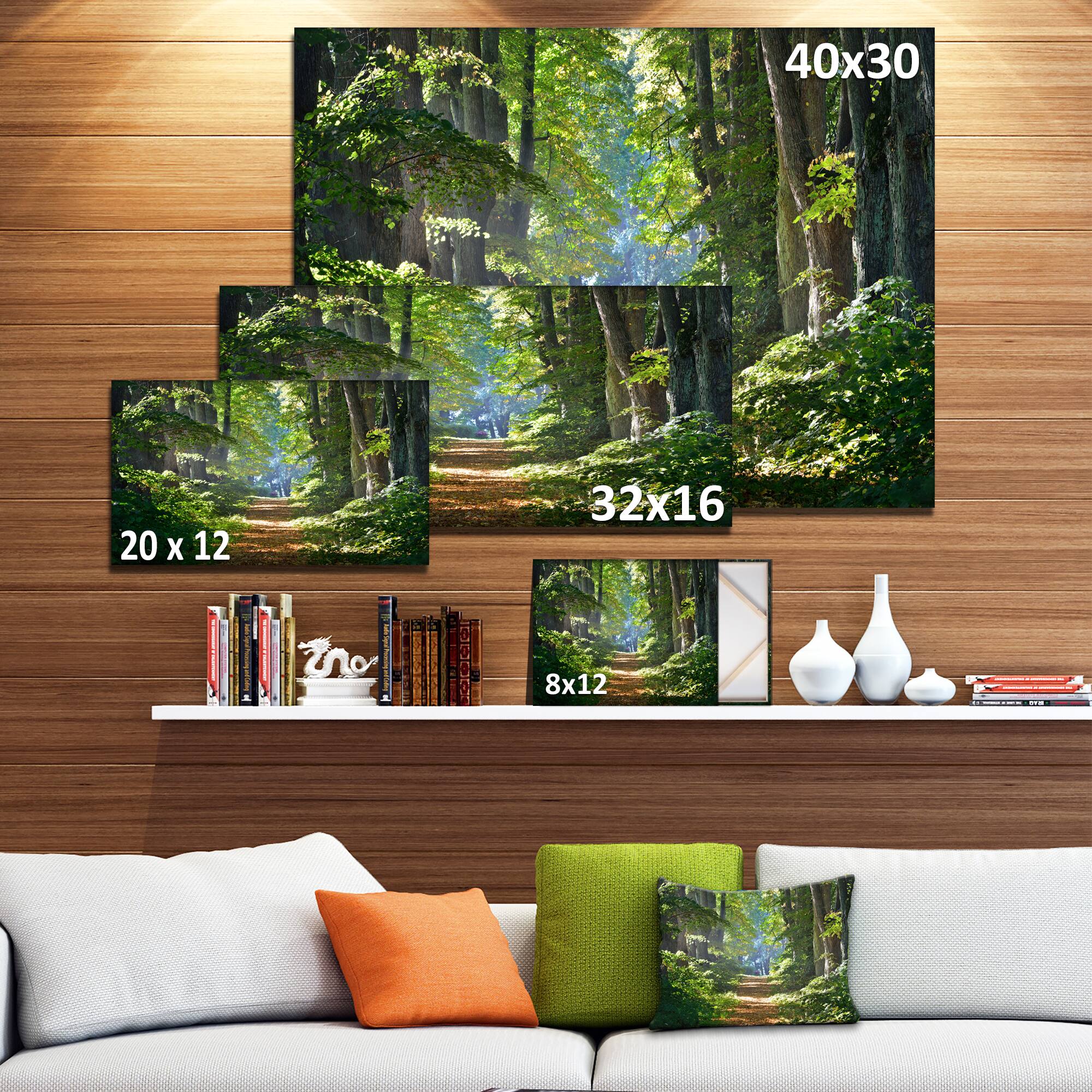Designart - Bright Green Forest in Morning - Landscape Photography Canvas Print