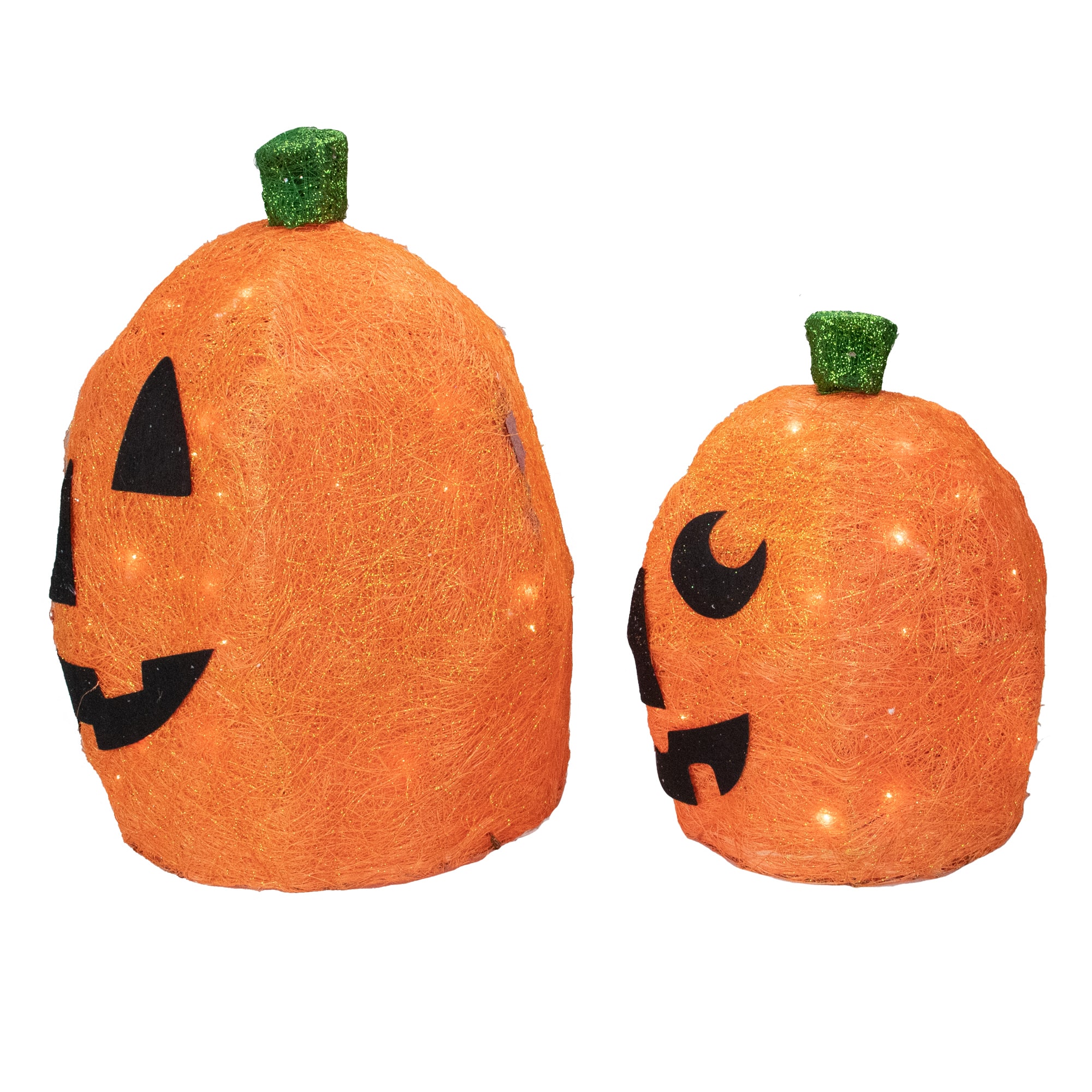 Lighted Sisal Jack -O&#x27;-Lanterns Outdoor Halloween Decoration Set