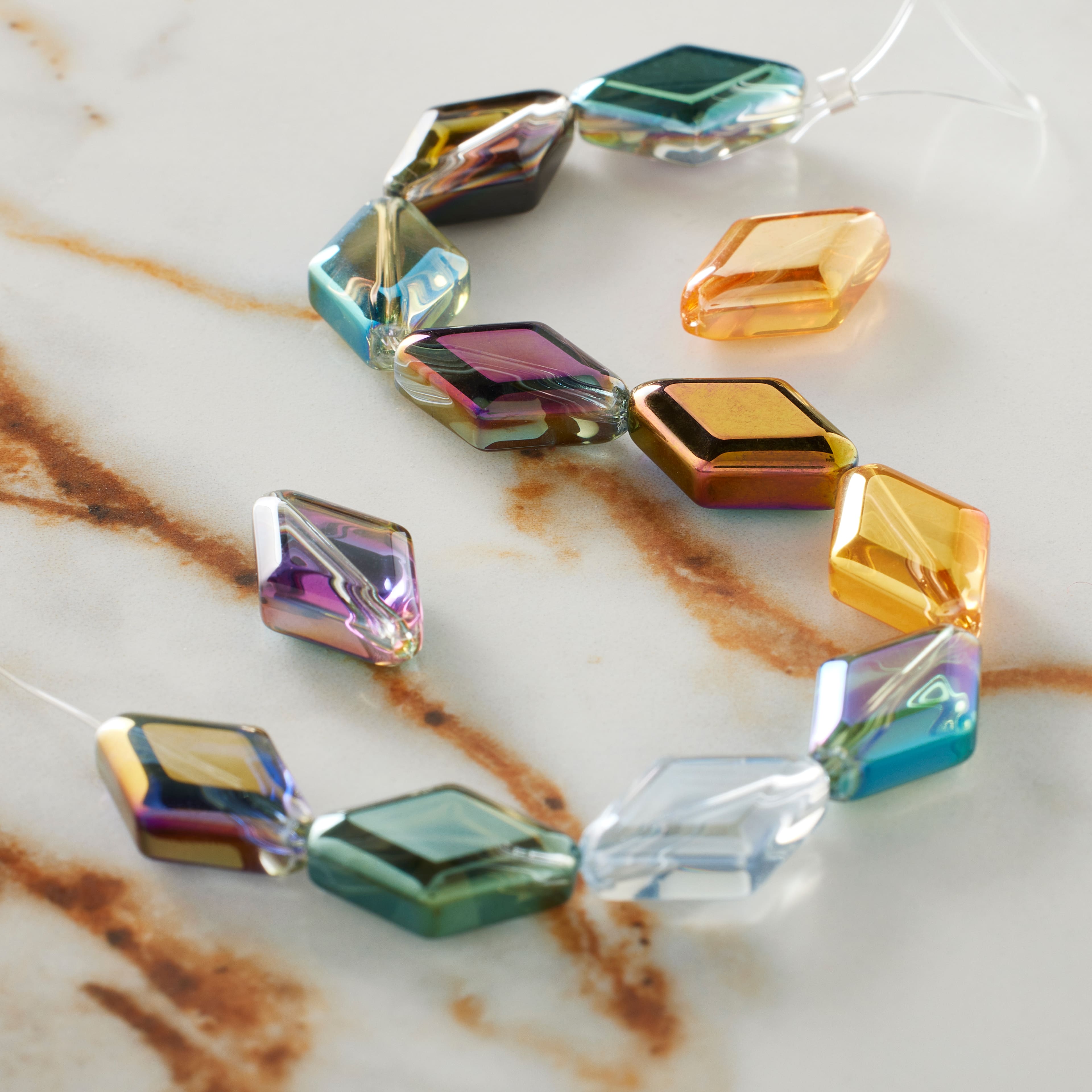 12 Pack: Multicolor Glass Diamond Beads, 10mm by Bead Landing™