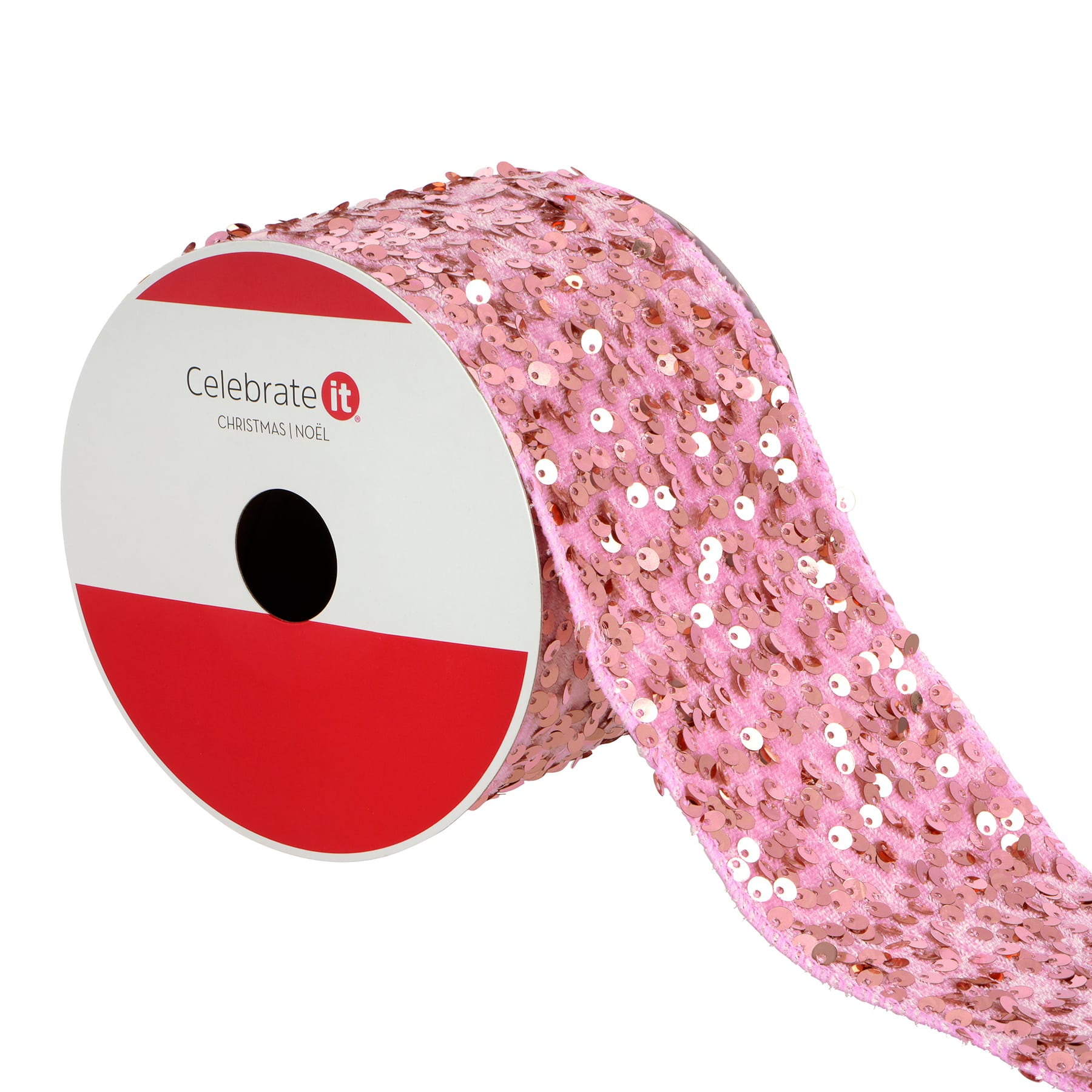 3.5&#x22; x 21ft. Blush Wired Sequin Ribbon by Celebrate It&#xAE;