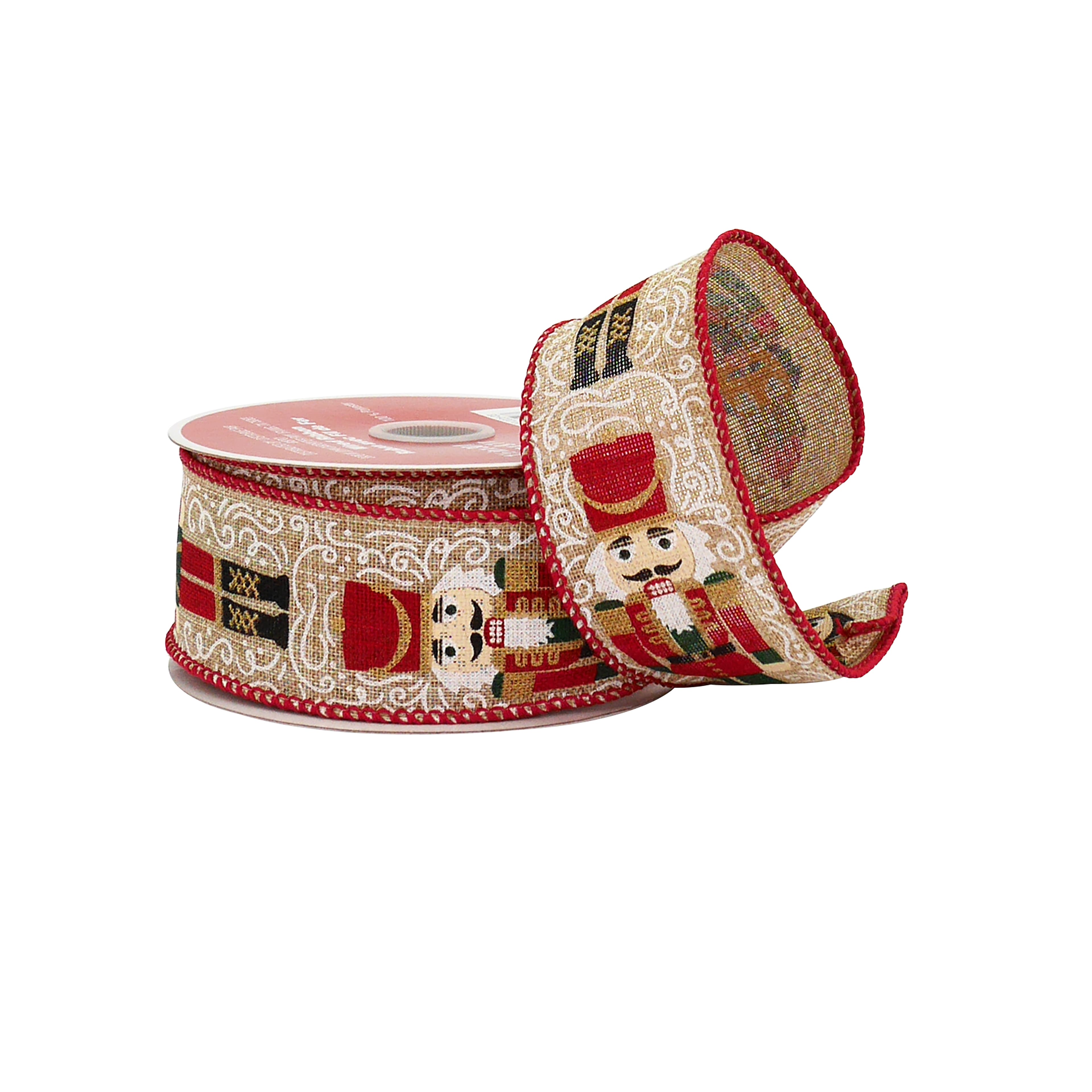 1.5&#x22; x 30ft. Nutcracker Wired Faux Linen Ribbon by Celebrate It&#xAE;