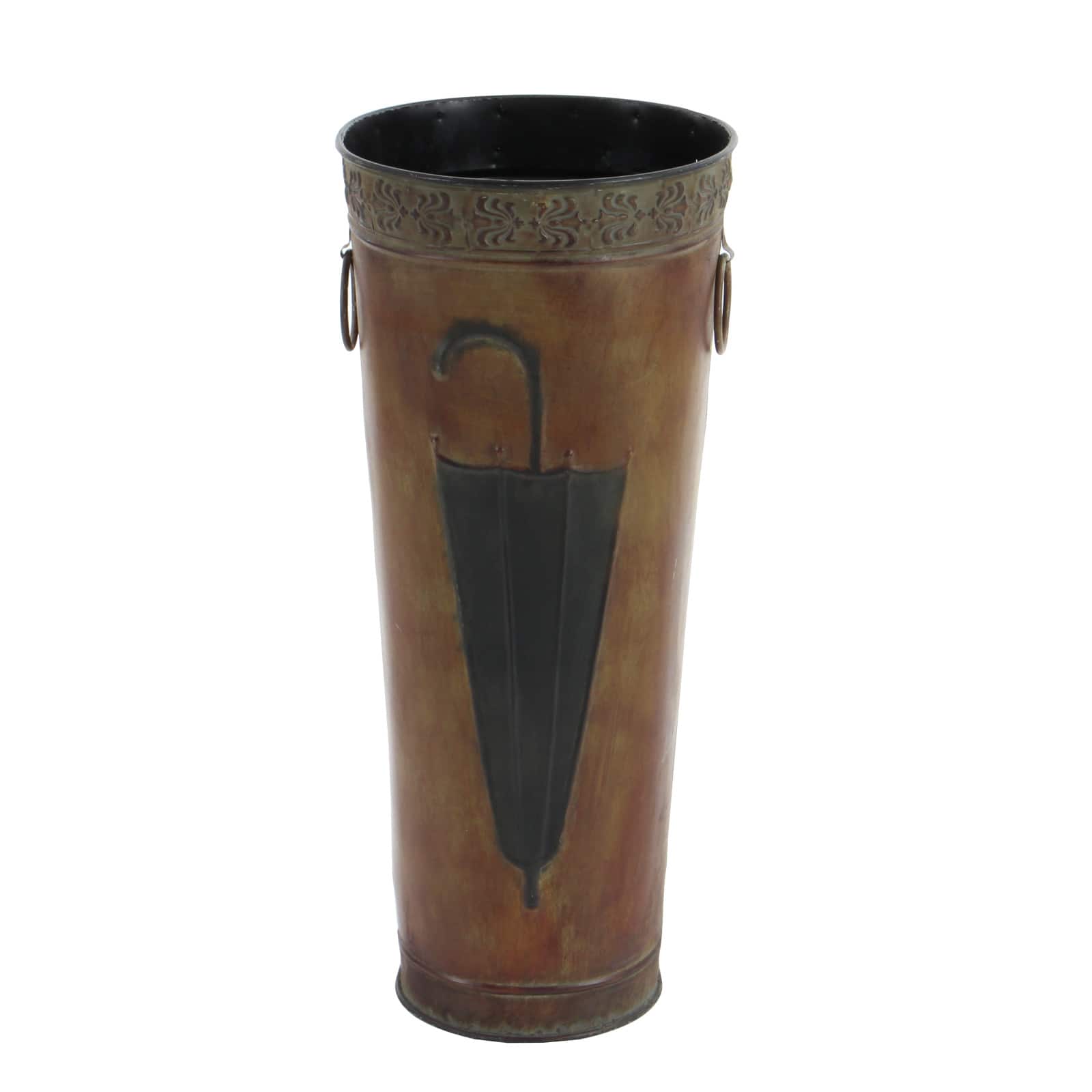 Set of 2 Brown Metal Rustic Vase, 21&#x22;, 16&#x22;