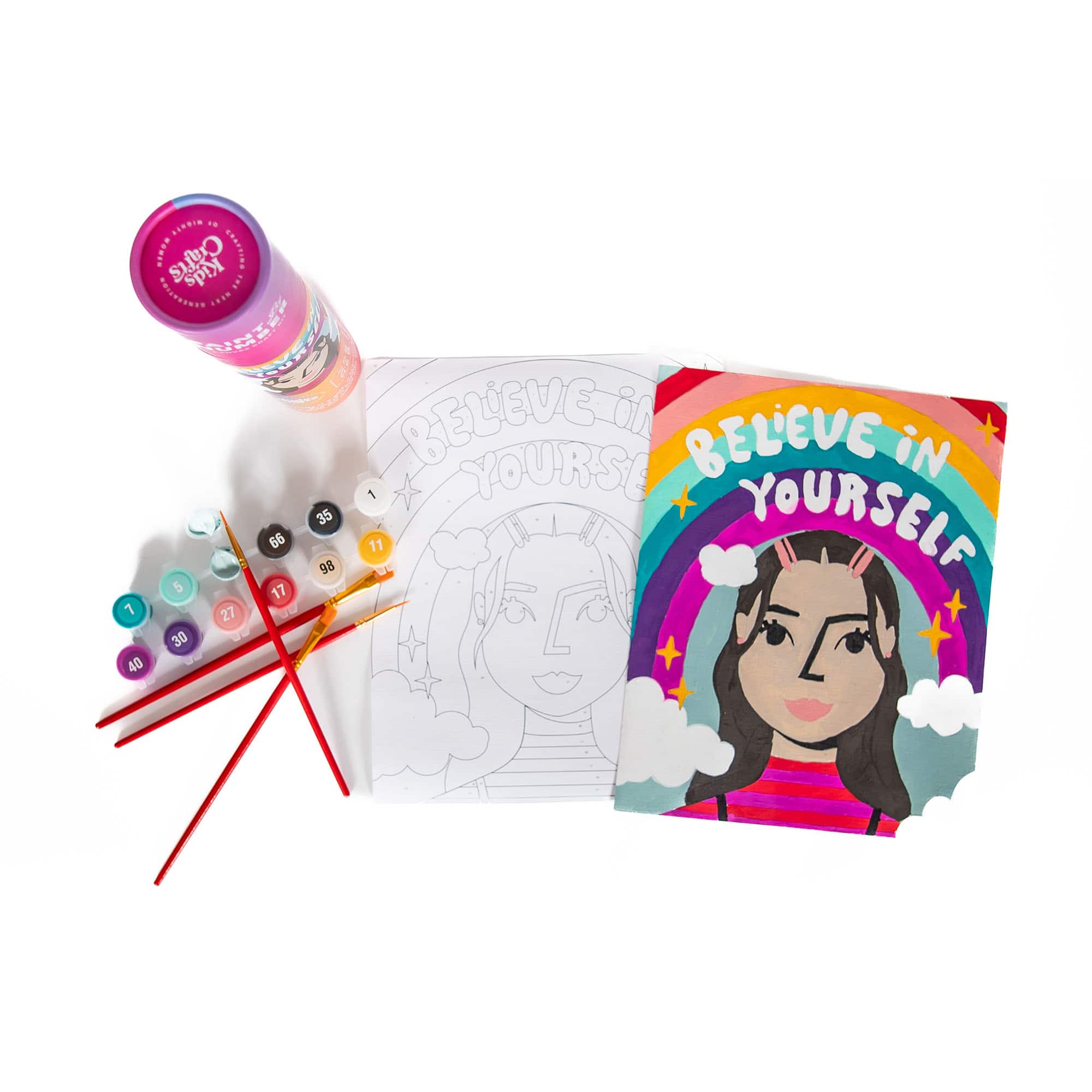 Kids Crafts Believe in Yourself Paint By Number Canvas Kit