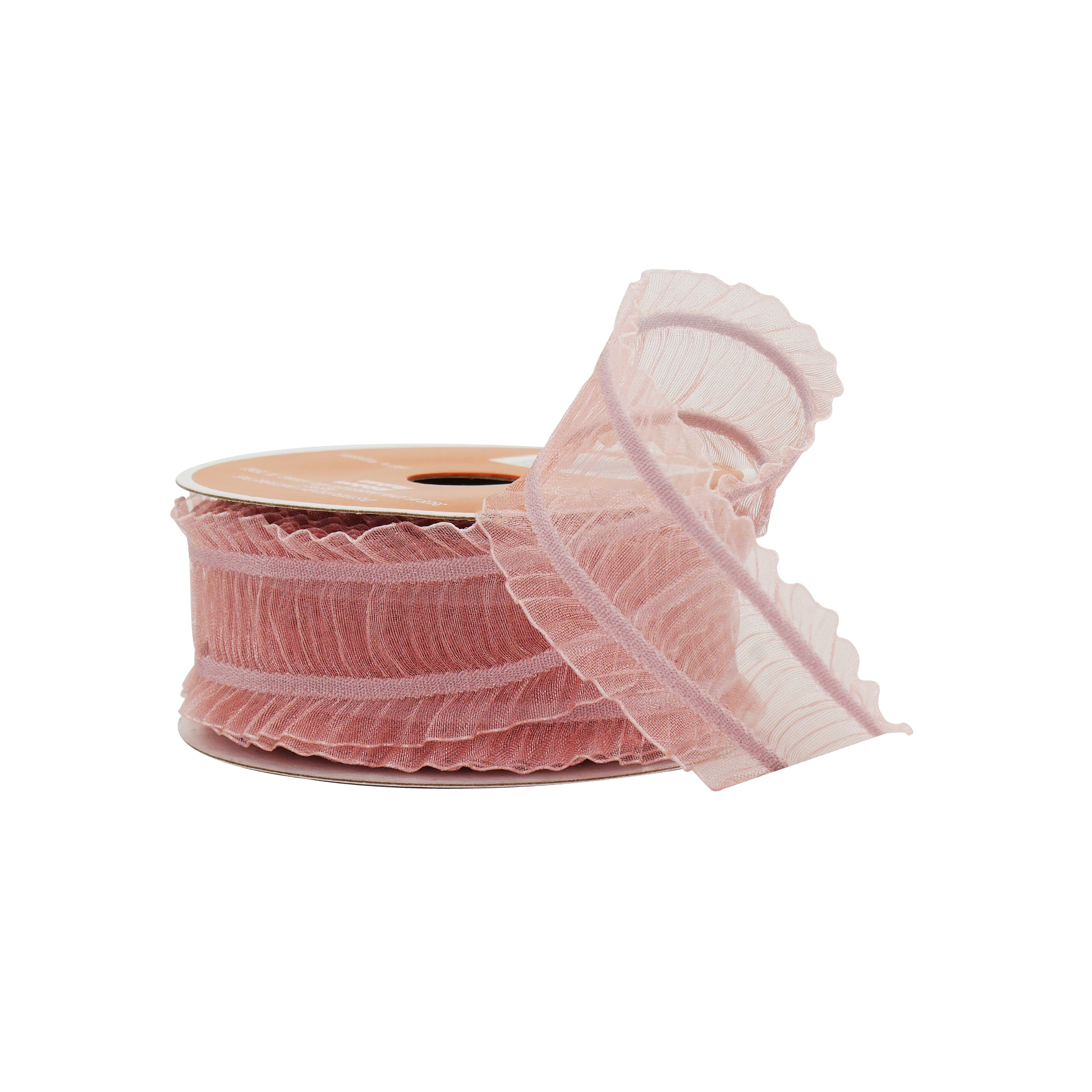 1.5&#x22; x 7yd. Dusty Pink Ruffle Trim Ribbon by Celebrate It&#xAE; Blush Romance